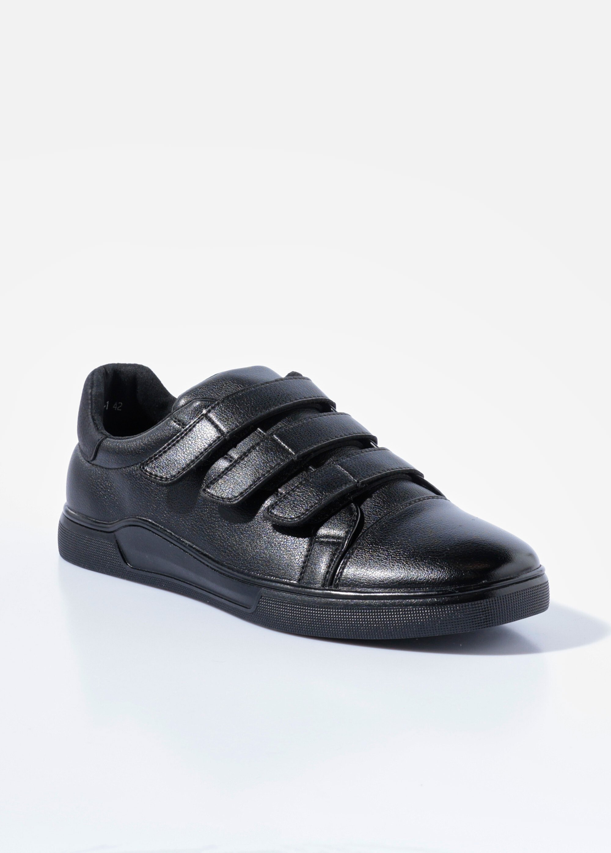 Baskets casual à scratchs en simili cuir Homme Noir YIM006 FA1