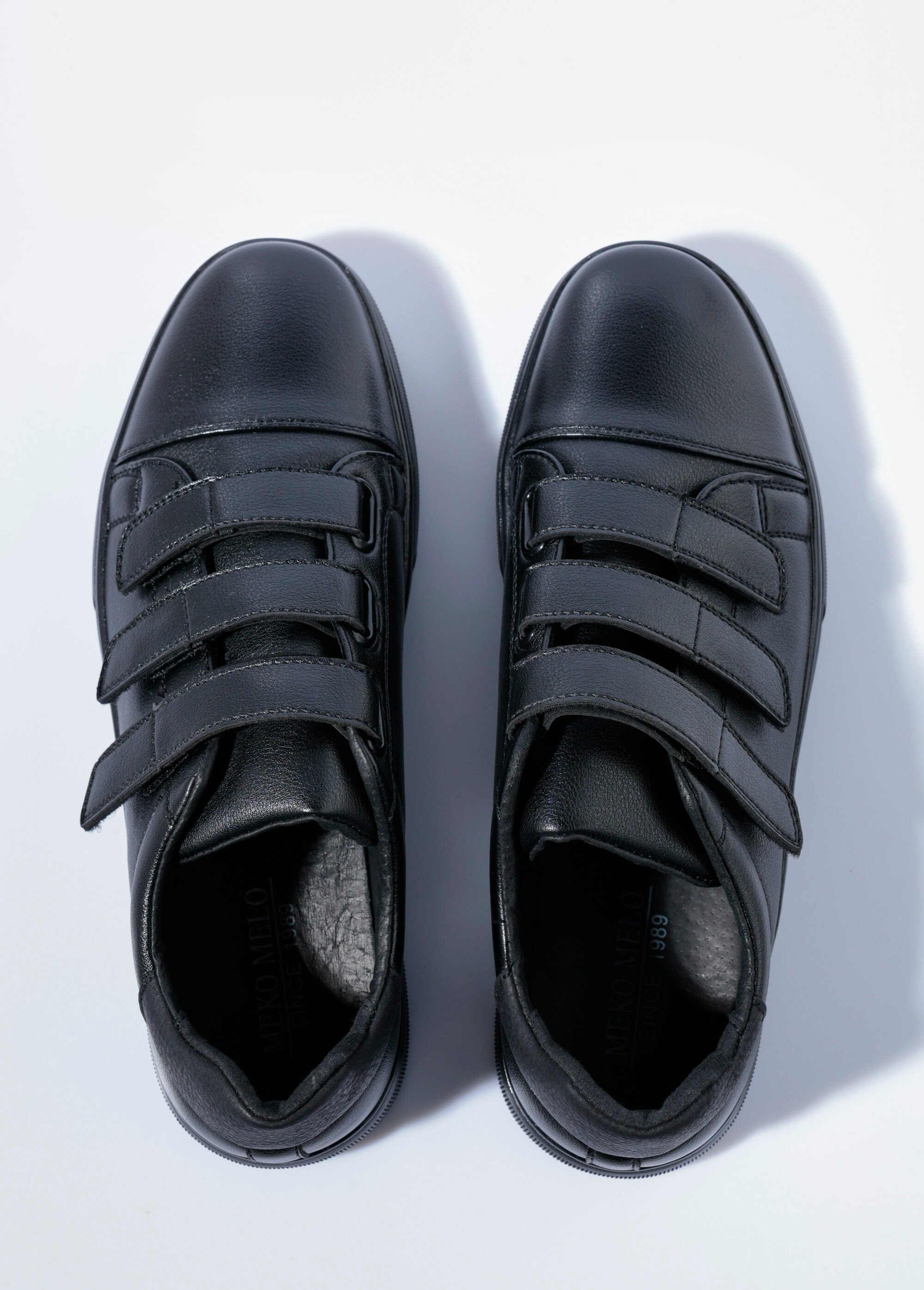 Baskets casual à scratchs en simili cuir Homme Noir YIM006 OV1