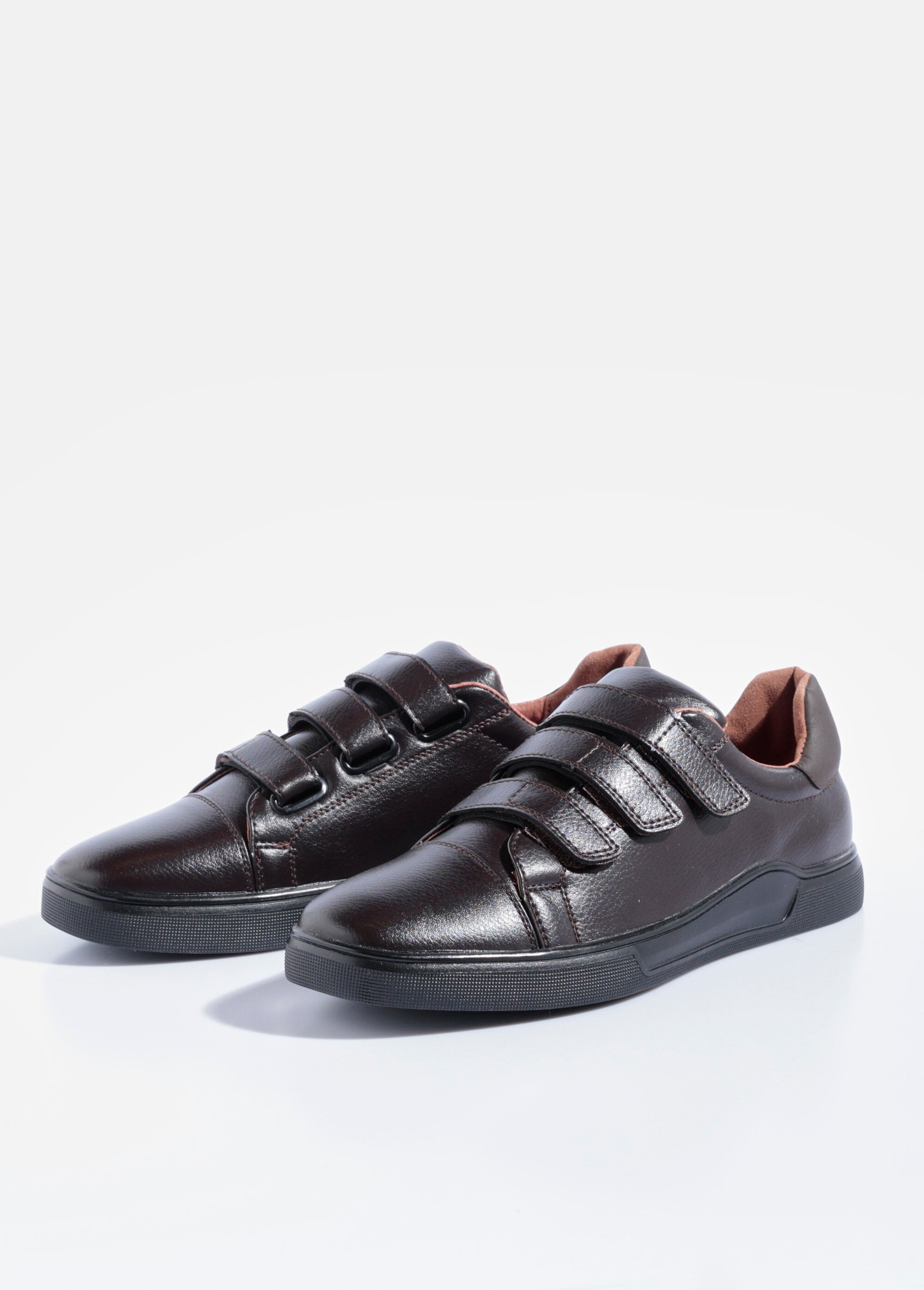 Baskets casual à scratchs en simili cuir Homme Marron YIM006 DE1
