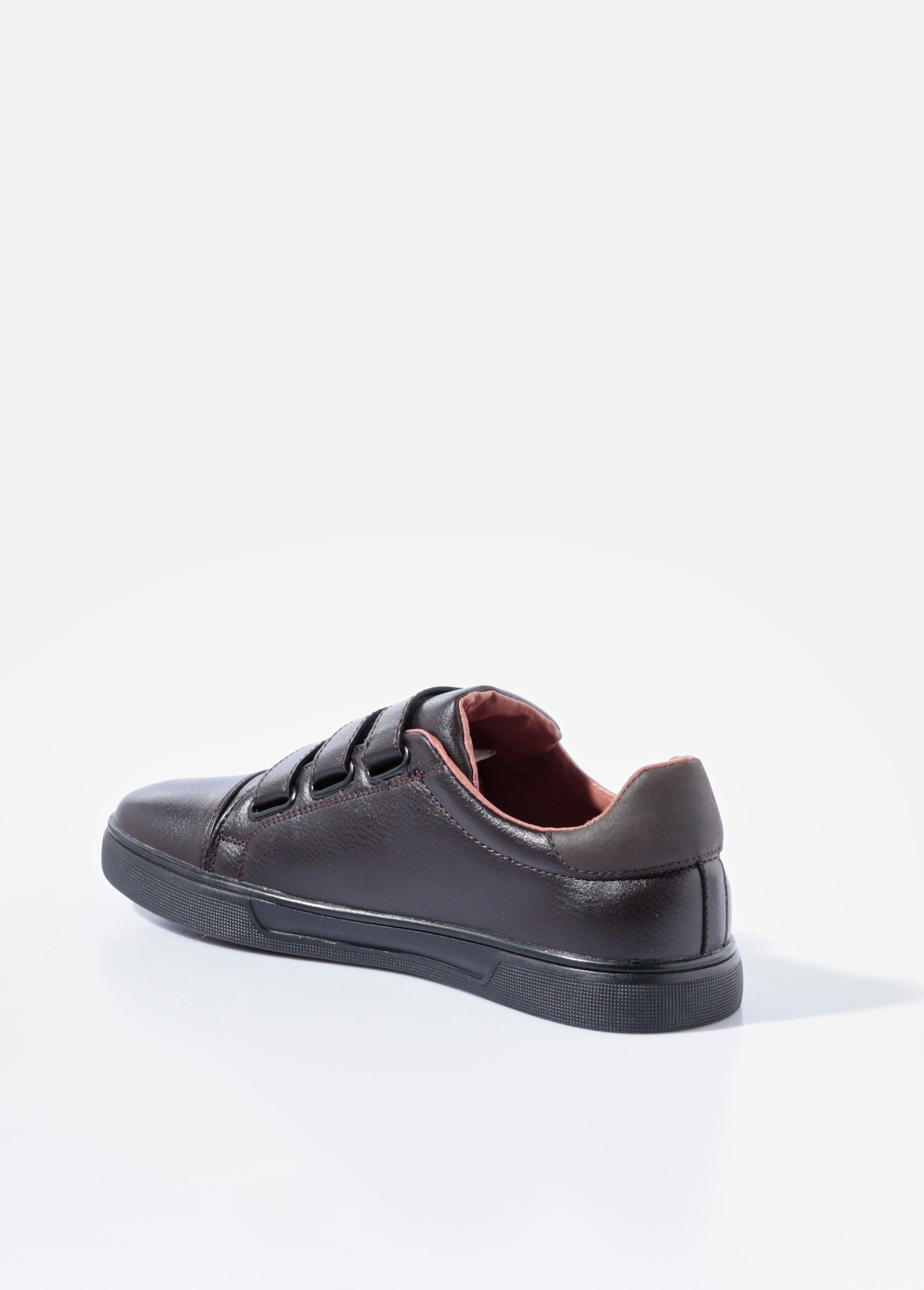Baskets casual à scratchs en simili cuir Homme Marron YIM006 DO1