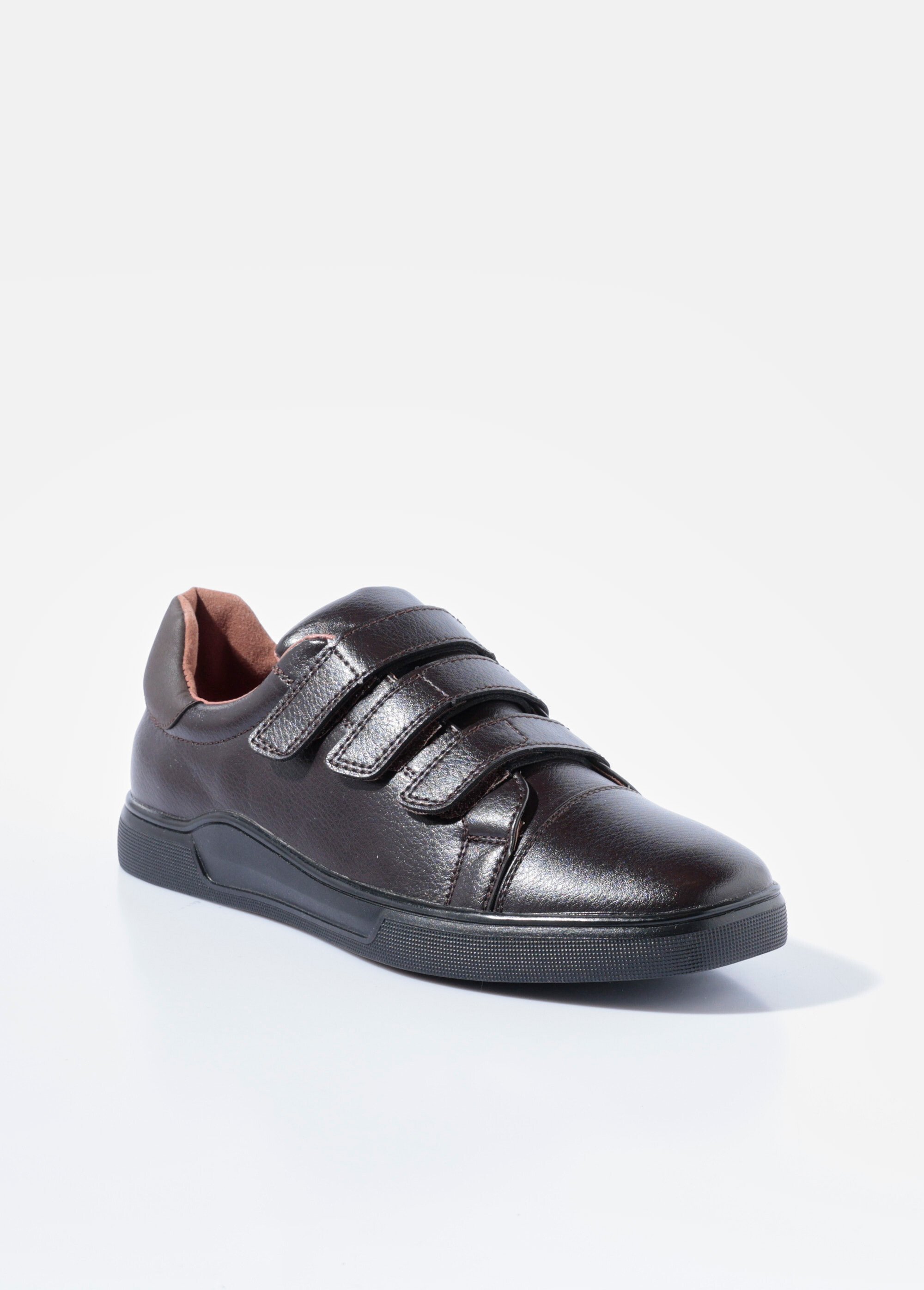 Baskets casual à scratchs en simili cuir Homme Marron YIM006 FA1