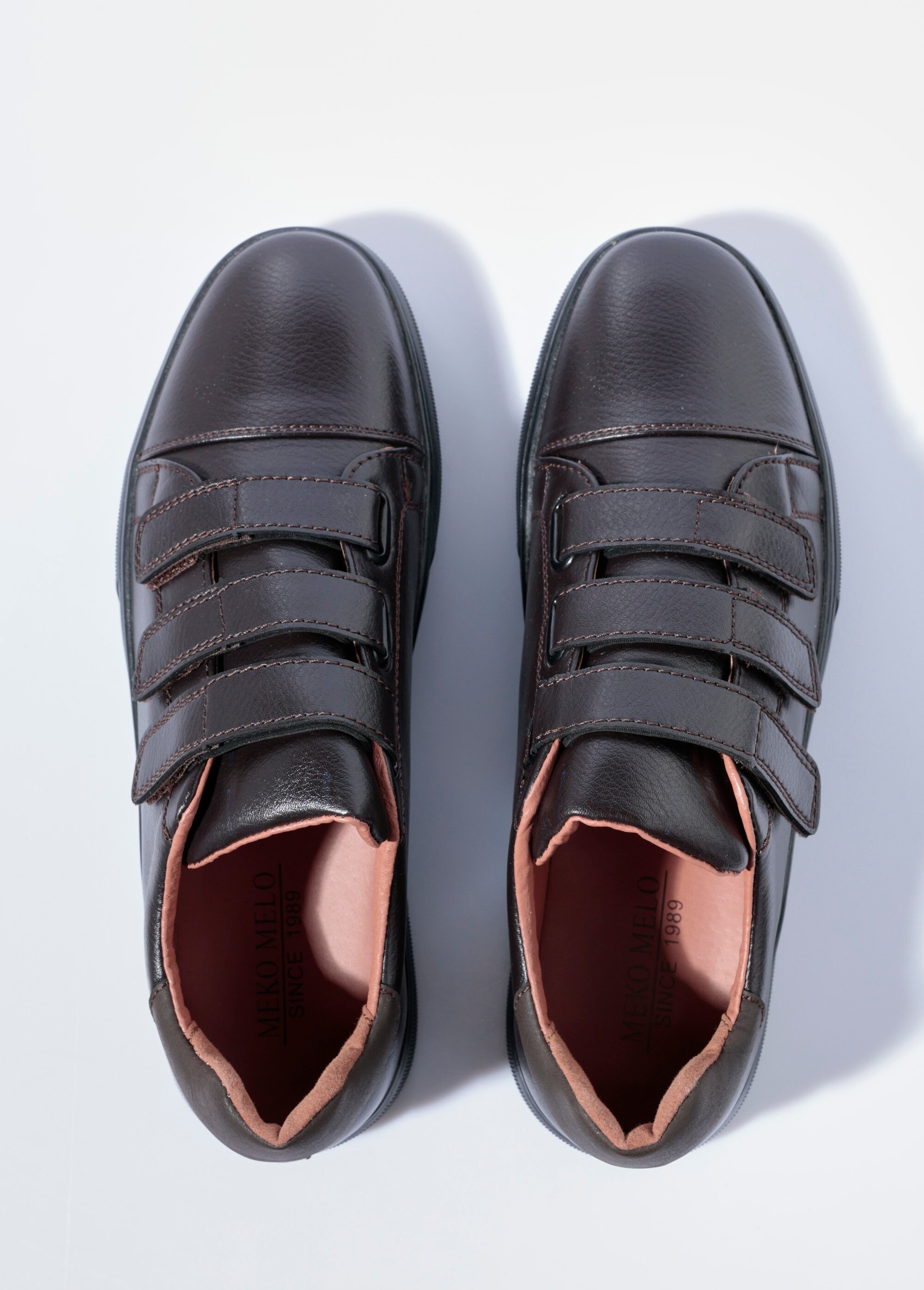 Baskets casual à scratchs en simili cuir Homme Marron YIM006 OV1