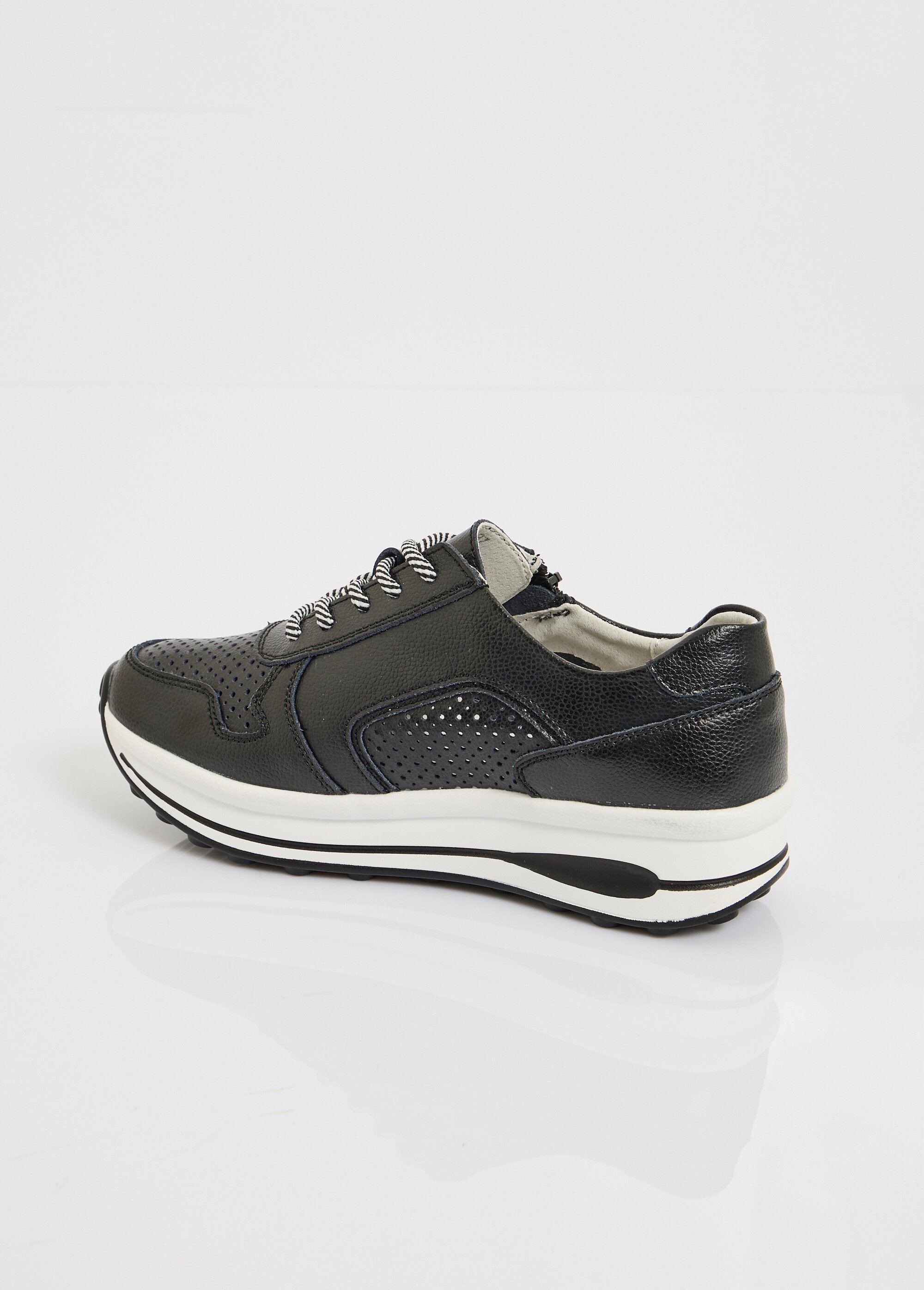 Baskets zippées en cuir compensées Femme Noir LB5118 DO1