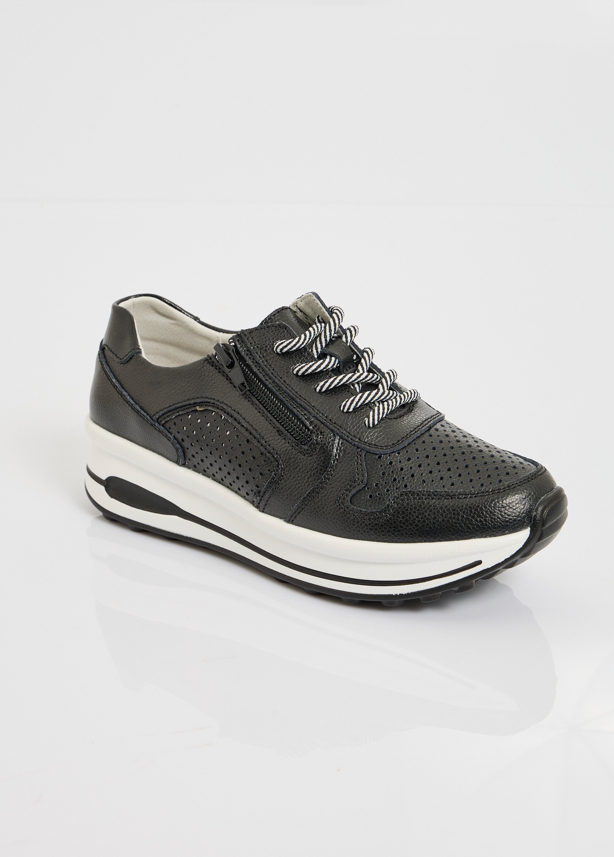 Baskets zippées en cuir compensées Femme Noir LB5118 FA1