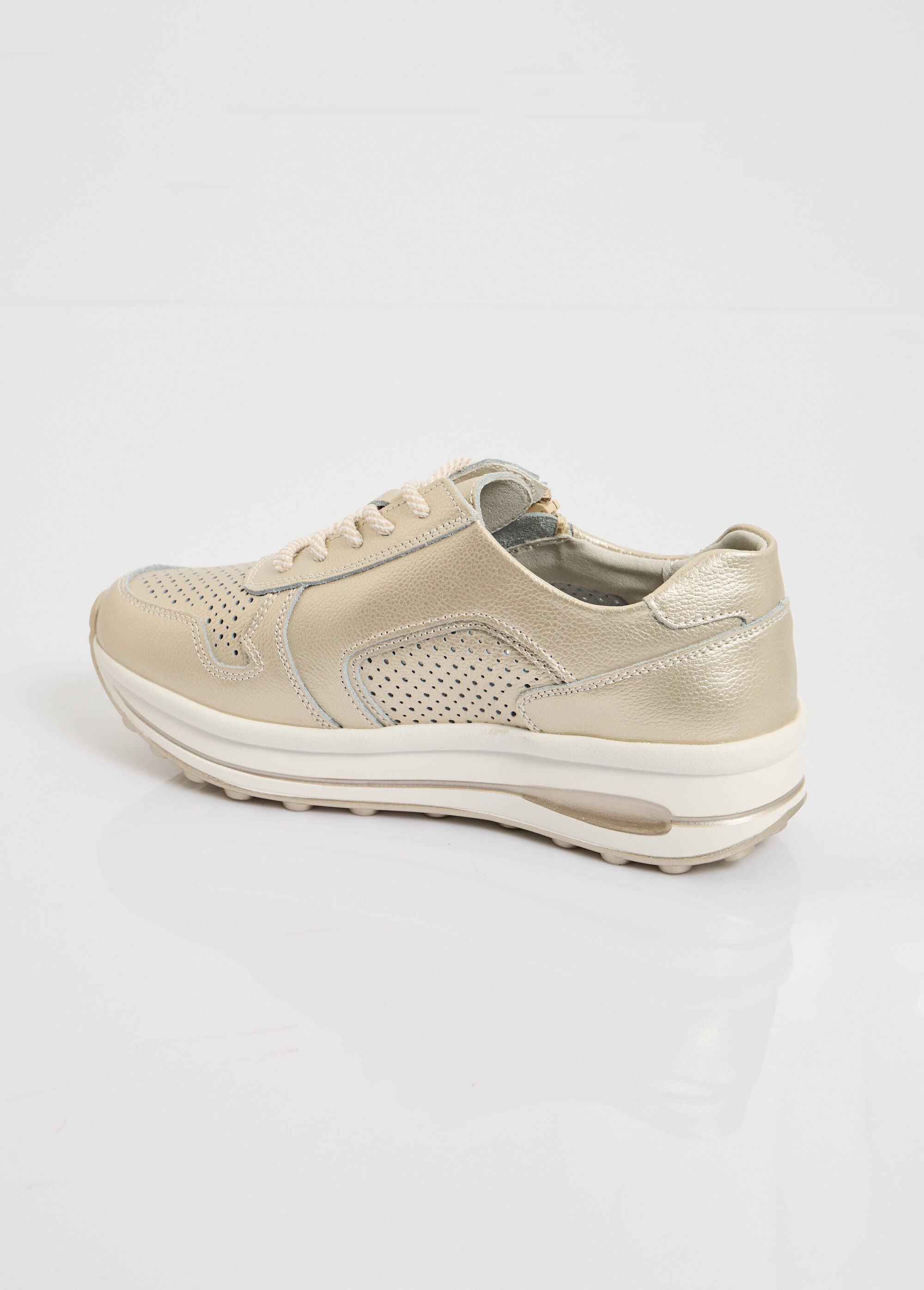 Baskets zippées en cuir compensées Femme Doré LB5118 DO1