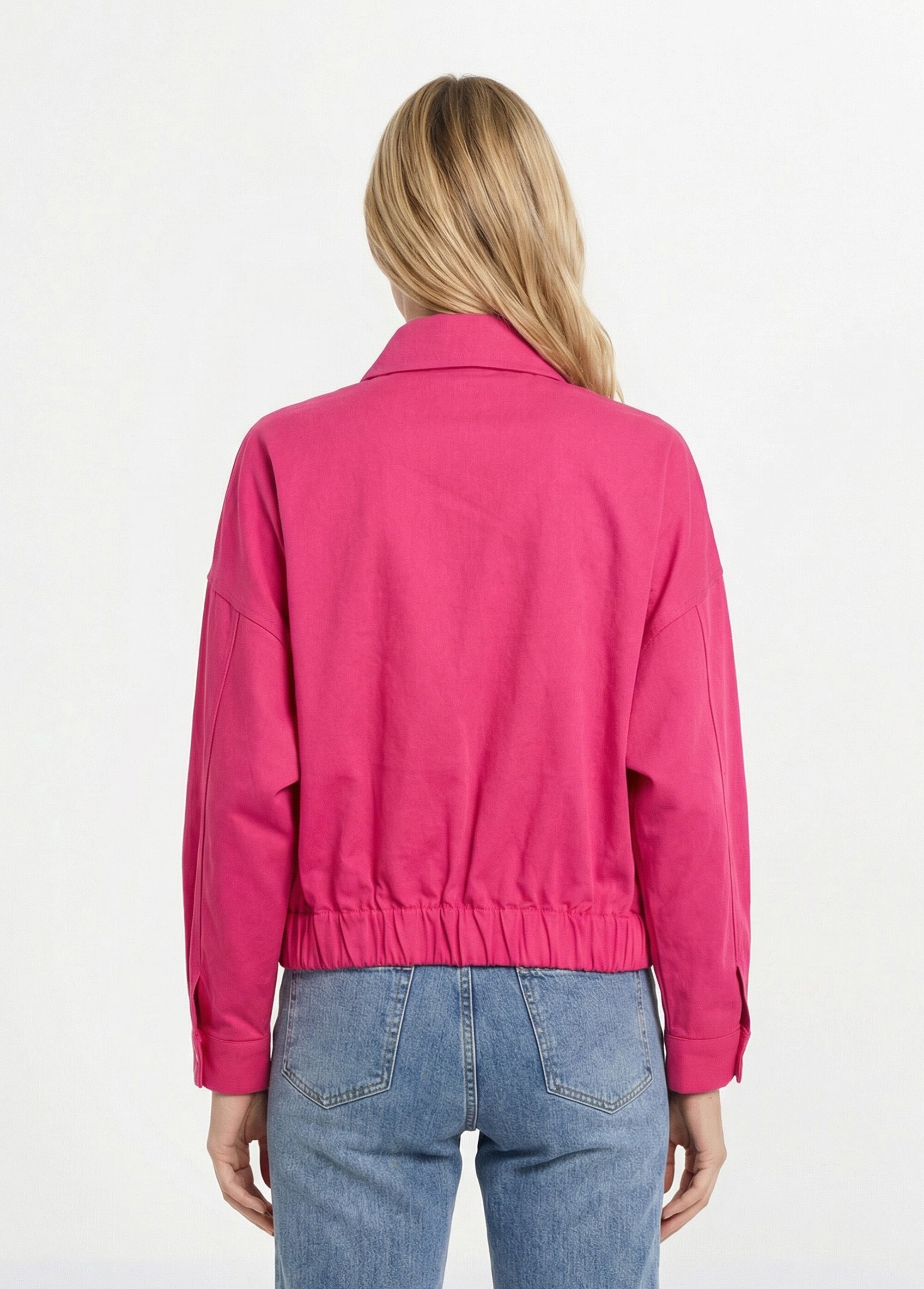 Blouson zippé en toile, taille resserrée