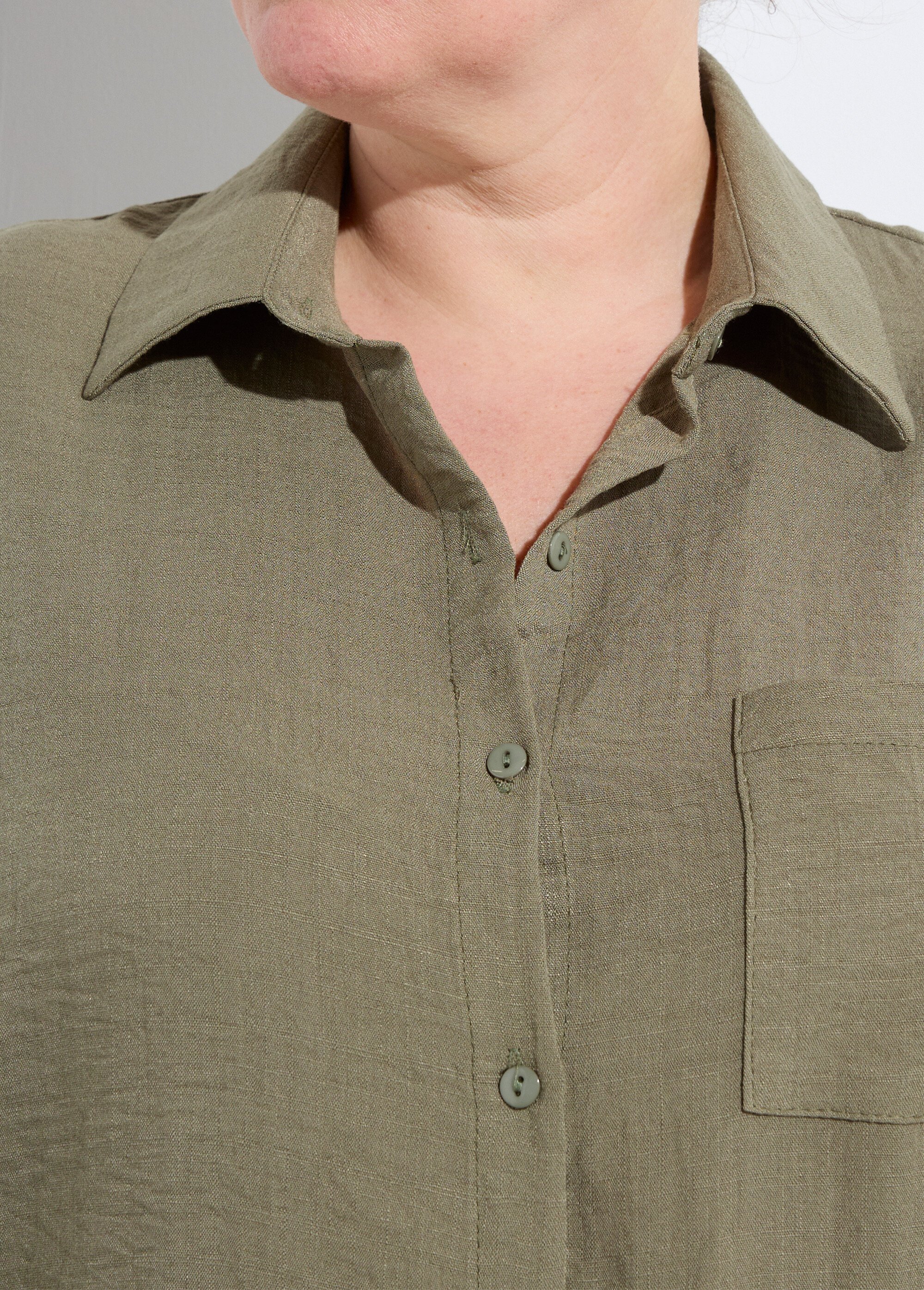 Chemiser fluide avec manches longues Femme Grande Taille Vert CHY-F637 DE1