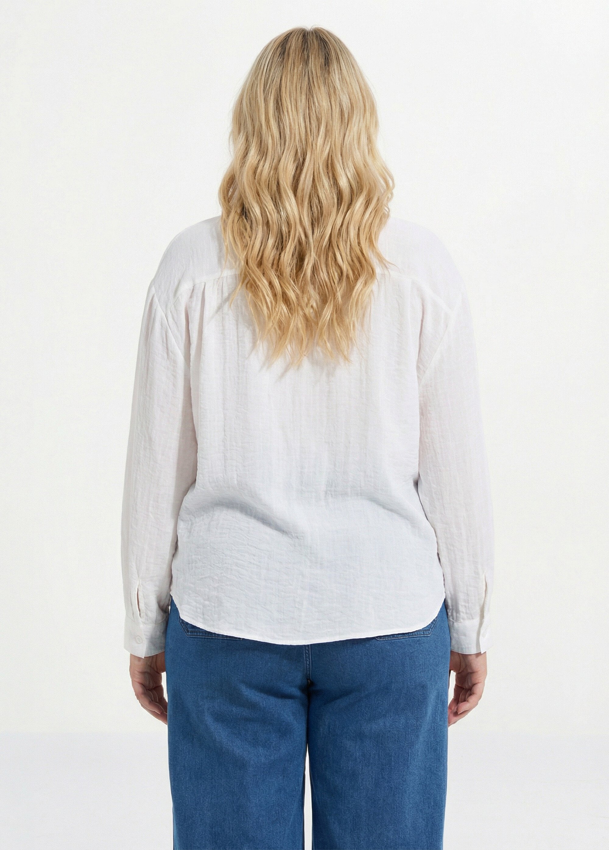 Chemiser fluide avec manches longues Femme Grande Taille Blanc CHY-F637 DO1