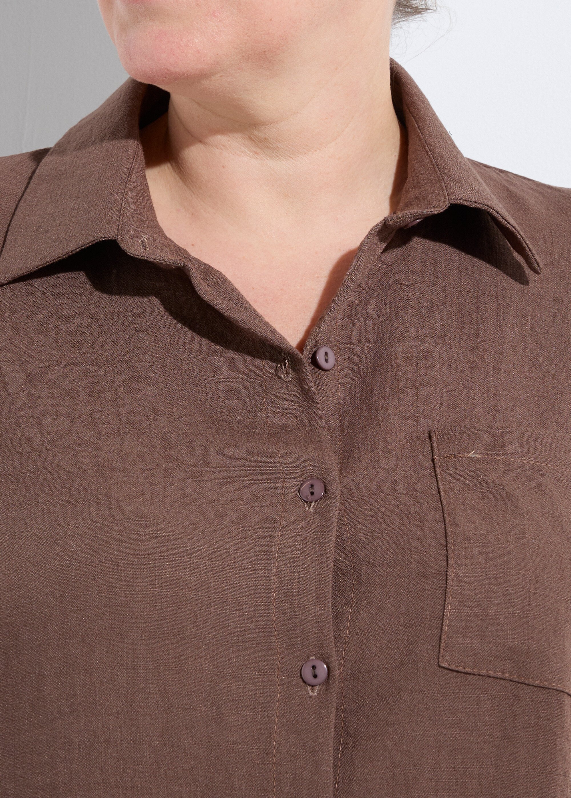 Chemiser fluide avec manches longues Femme Grande Taille Marron CHY-F637 DE1