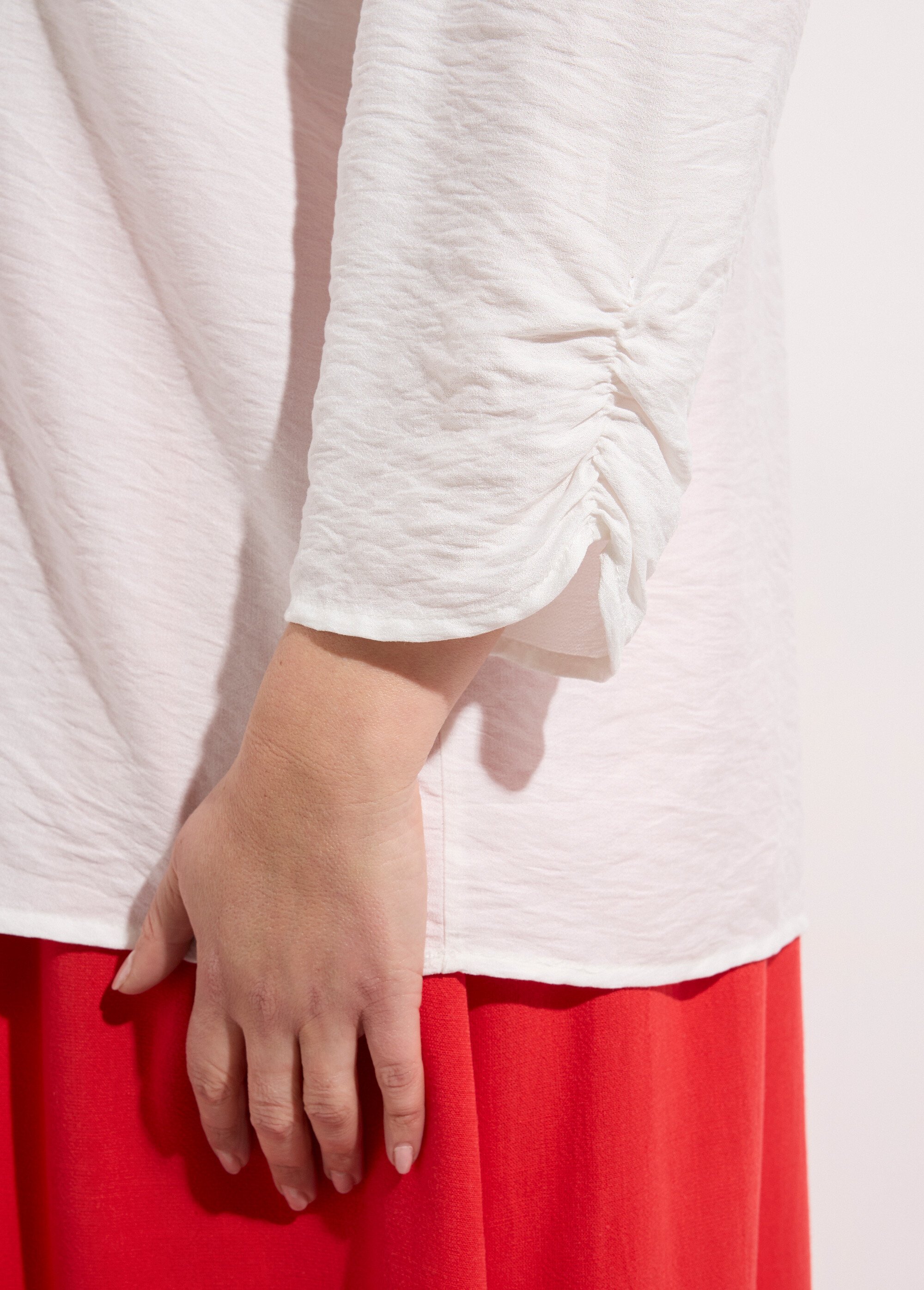 Tunique col V manches 3/4 fantaisie Femme Grande Taille Blanc CHY-F304-10 DE2