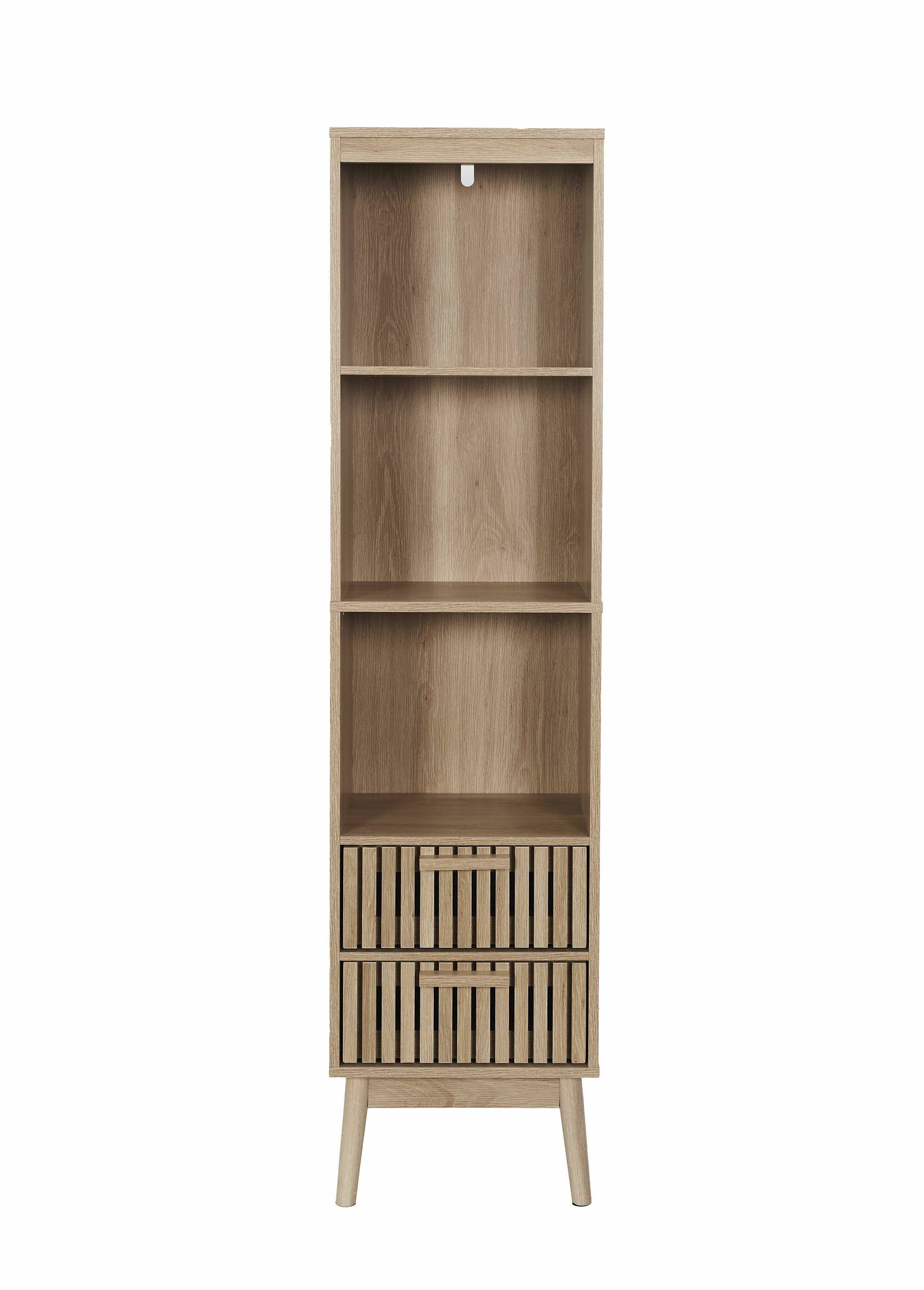 Colonne bois claustra 3 niches 2 tiroirs MARRON CMP-HD0224 DE1