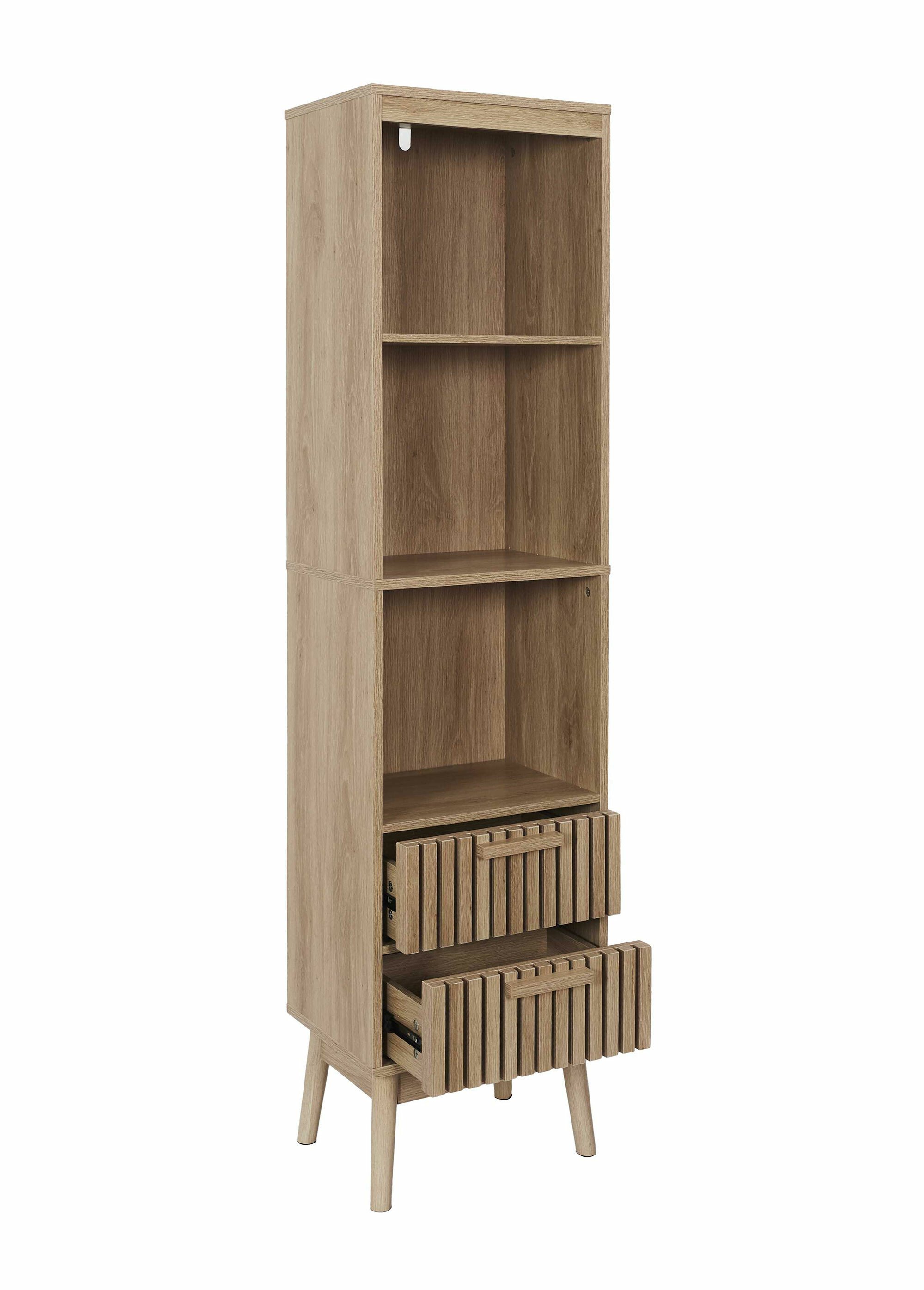 Colonne bois claustra 3 niches 2 tiroirs MARRON CMP-HD0224 DE2