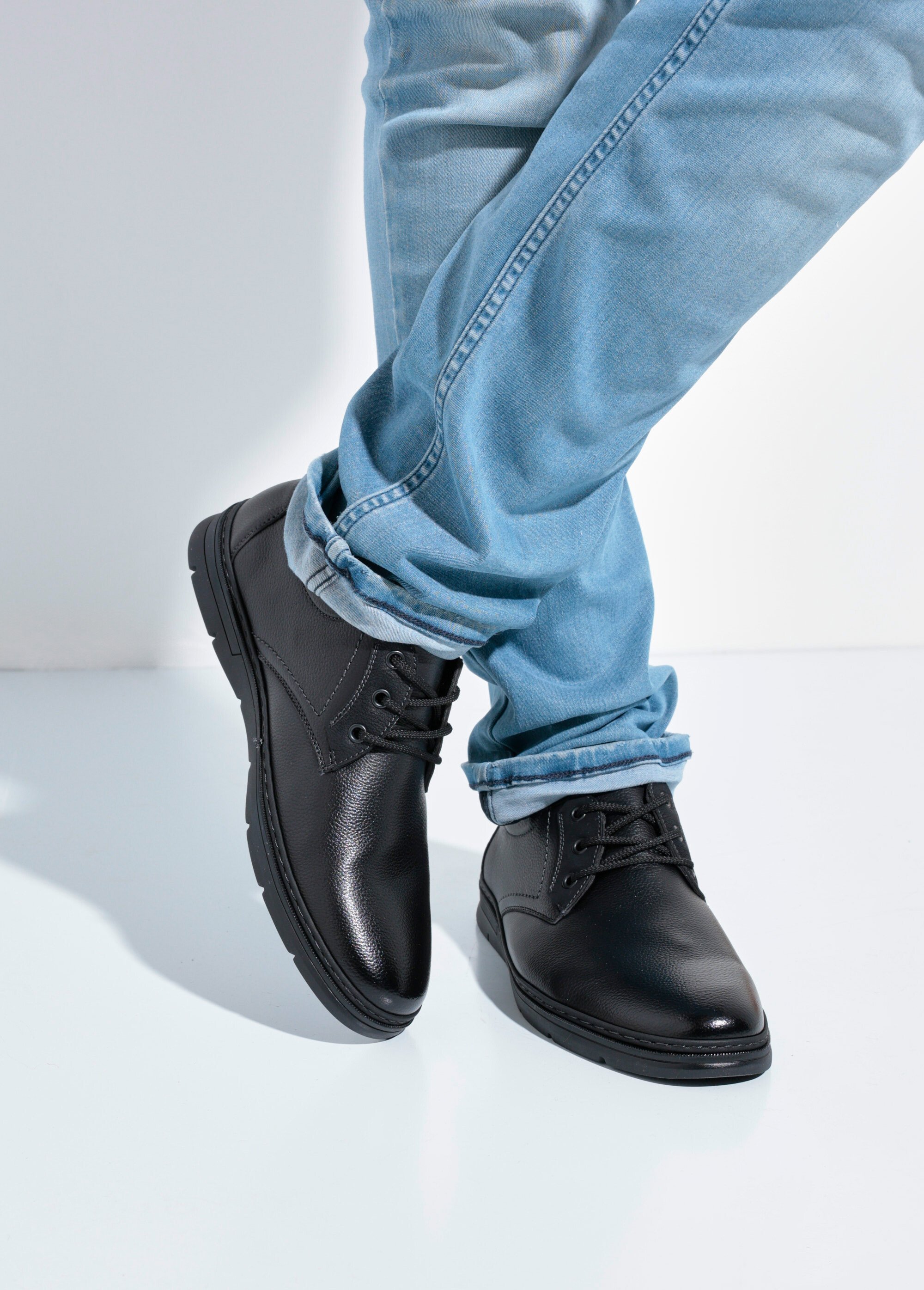 Derbys à lacets casual chic simili cuir Homme Noir YIMS51256 SF1