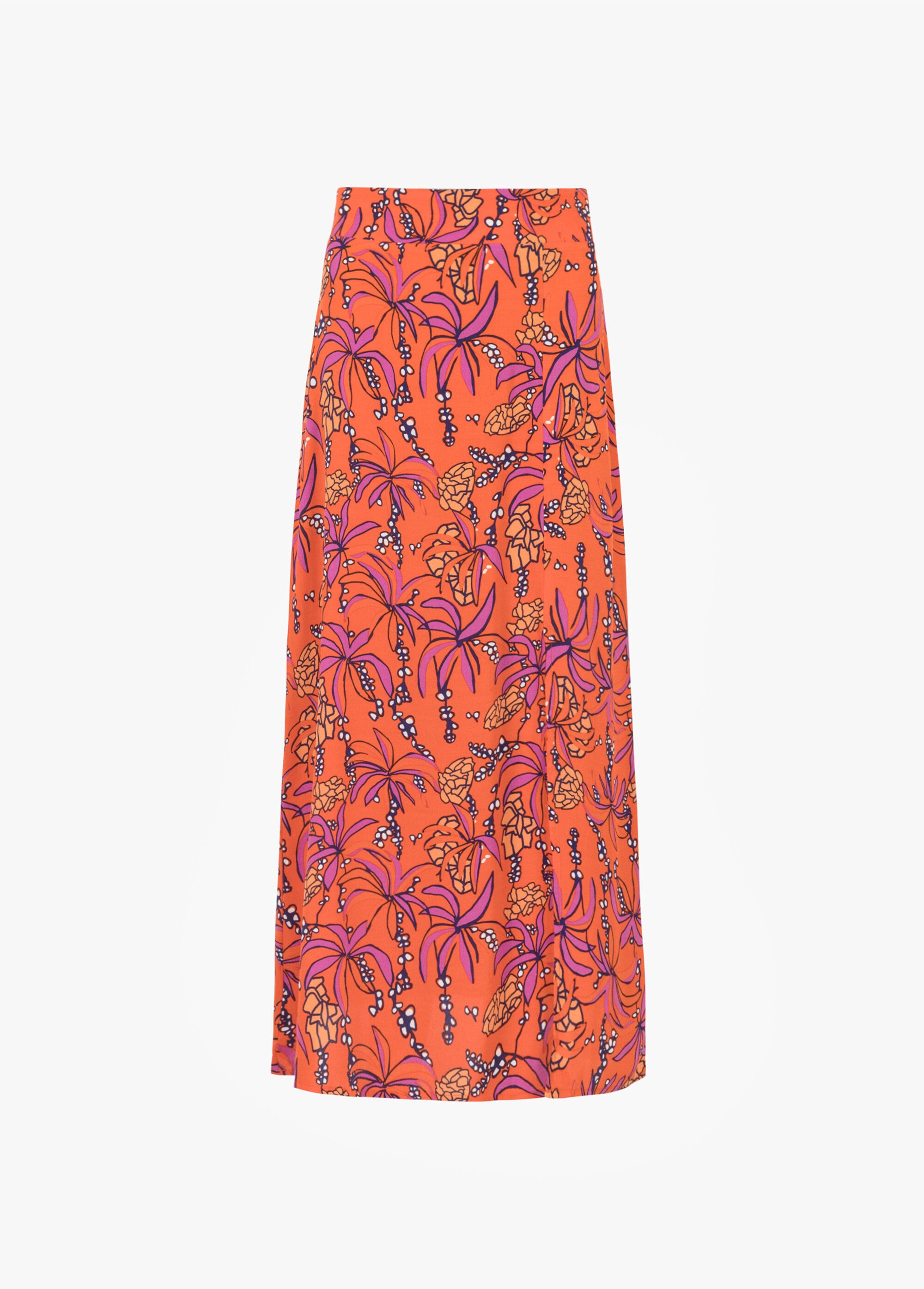 Jupe longue fluide imprimé exotique Femme Orange ANG-GINALOR AP1