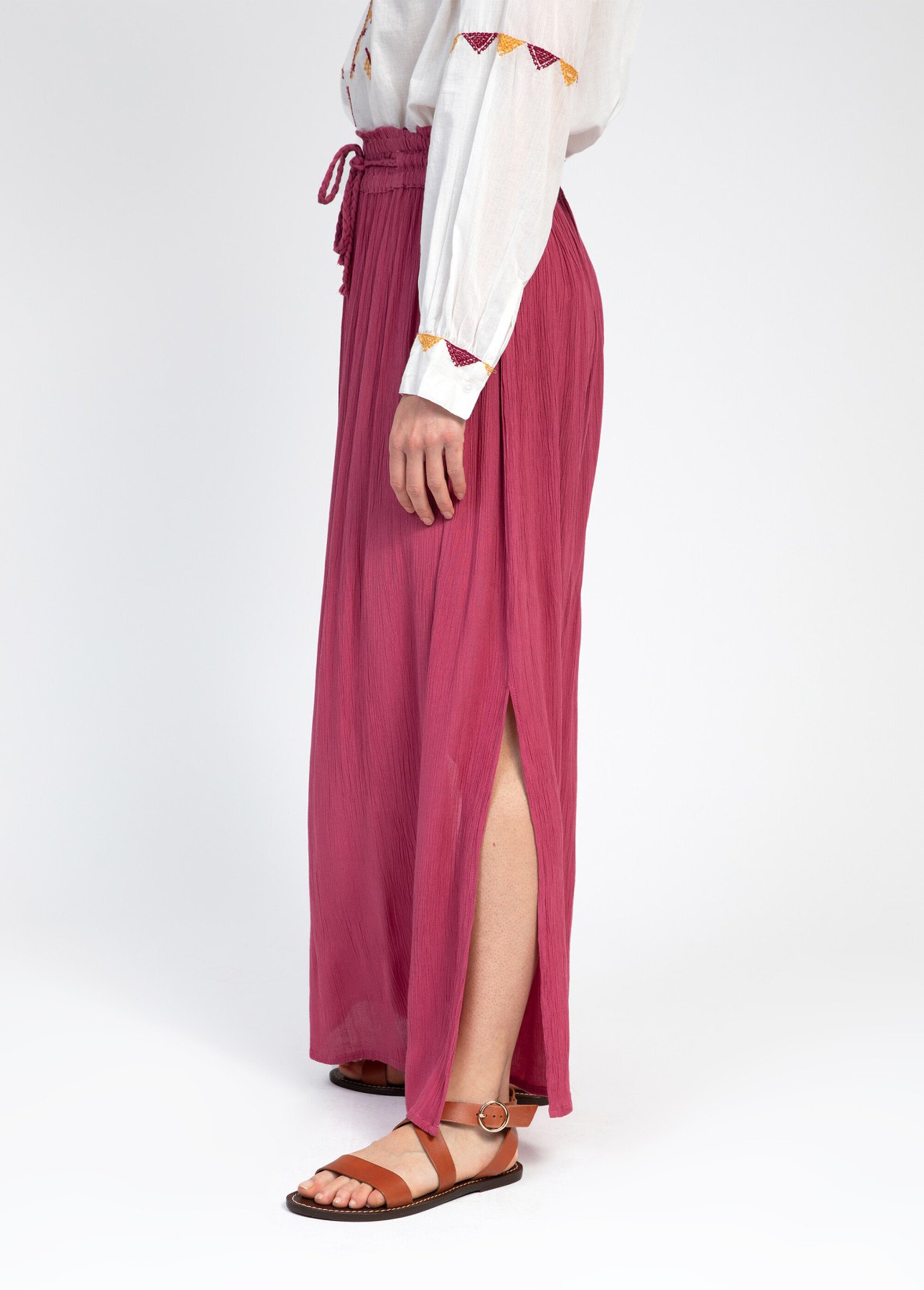 Jupe longue fluide lien à la taille Femme Rose ANG-ROMECU GA1