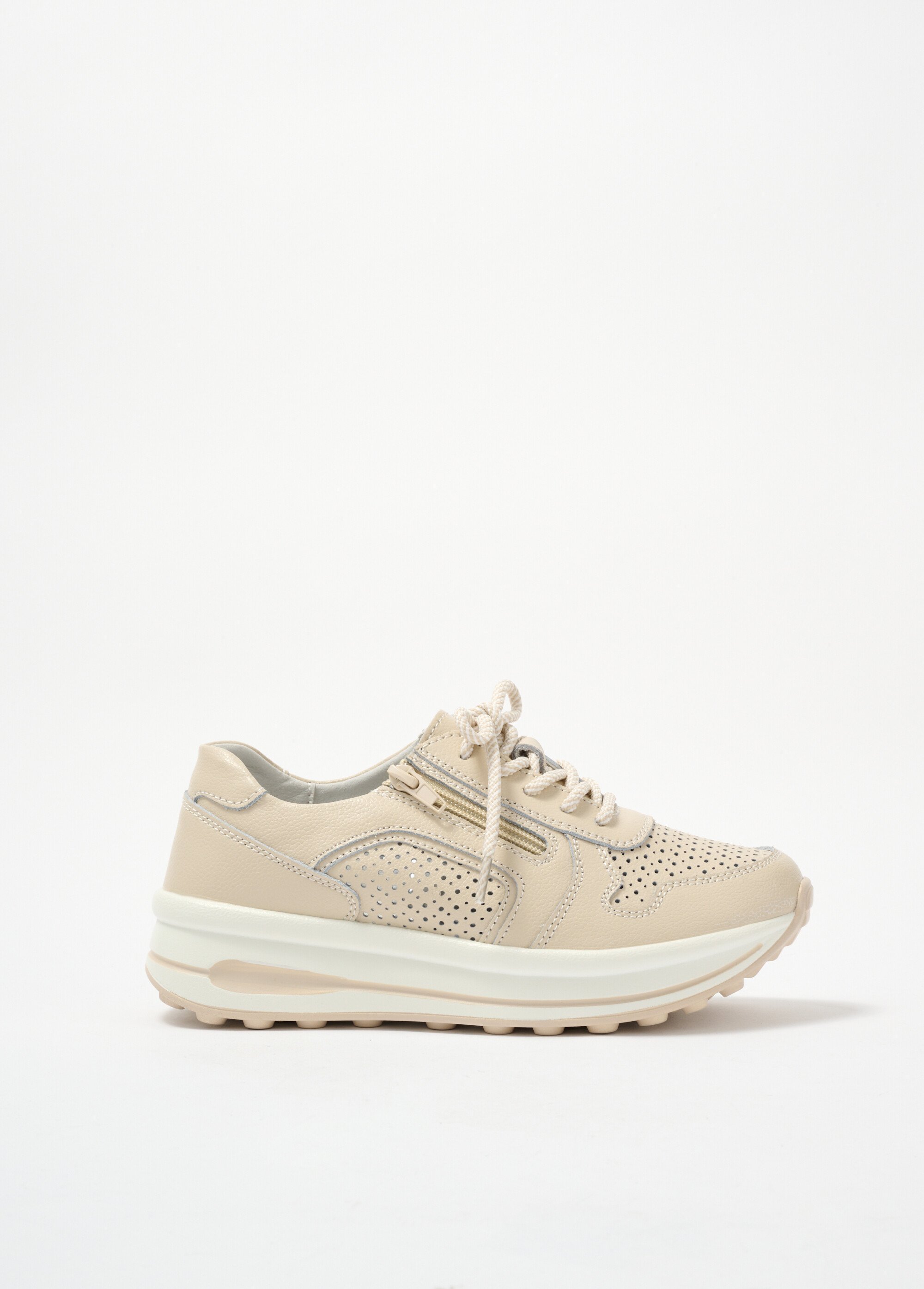 Baskets zippées en cuir compensées Femme Orange LB5118 DR1