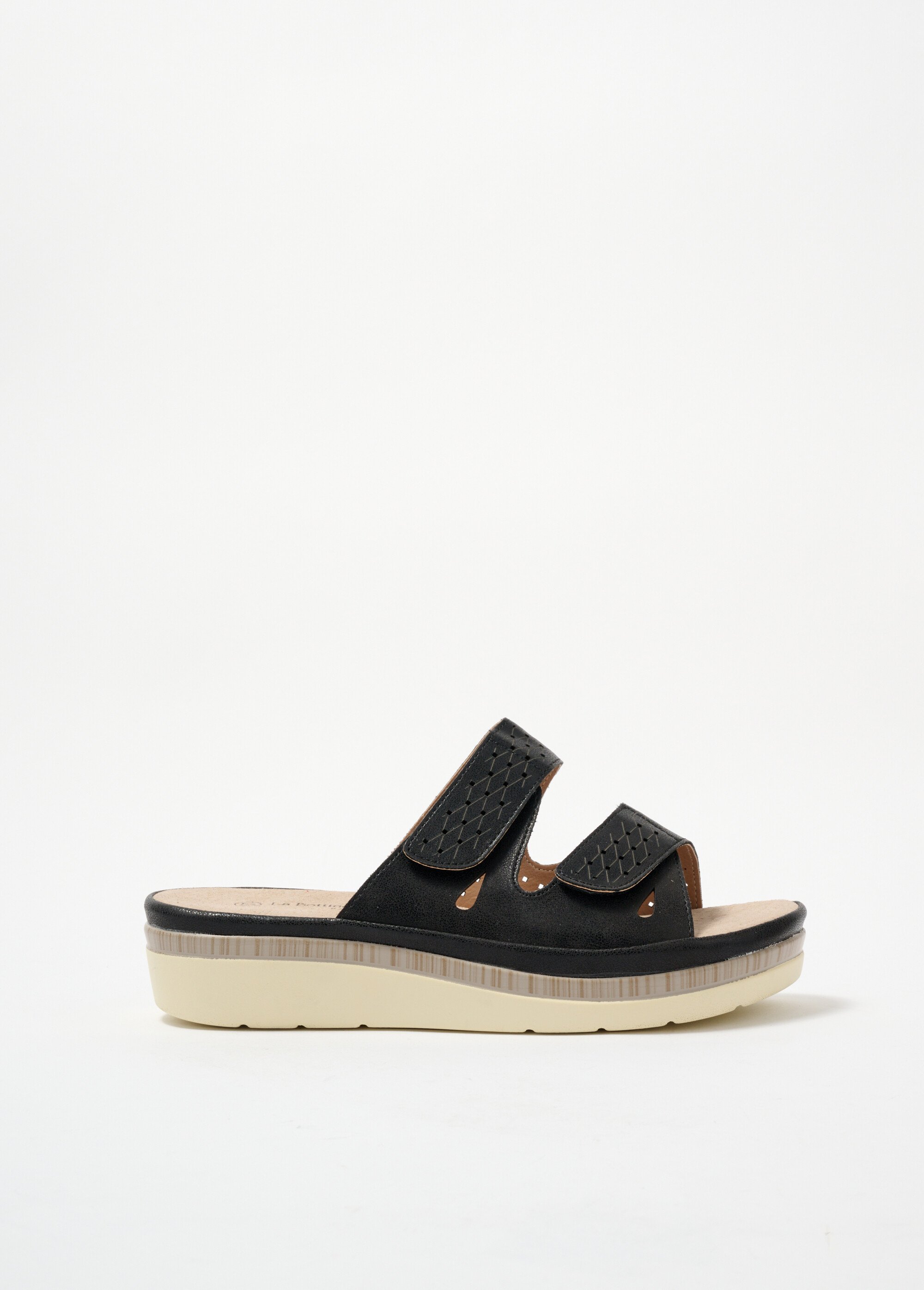 Mules compensées à ouverture totale Femme Noir LBBJJ8721 DR1