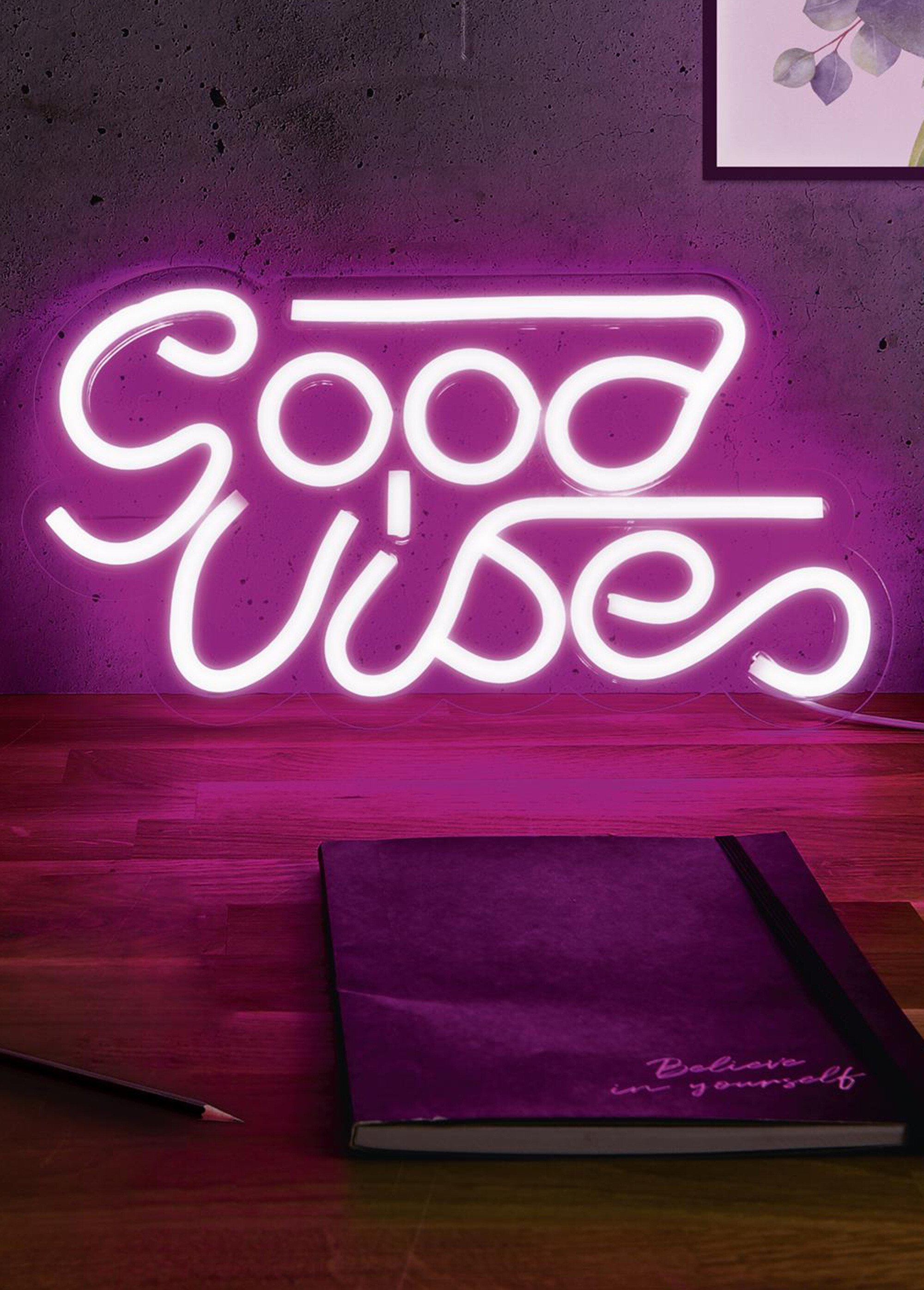 Lampe LED effet néon, Good Vibes Rose CMP-LA10471 SI1