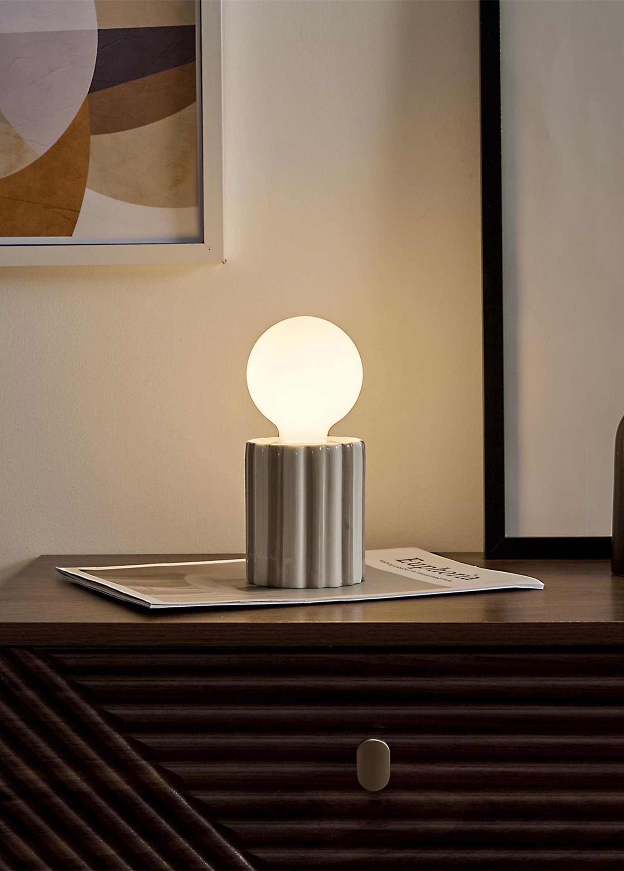 Lampe nomade à piles, pied céramique Marron CMP-LA0121 SI1