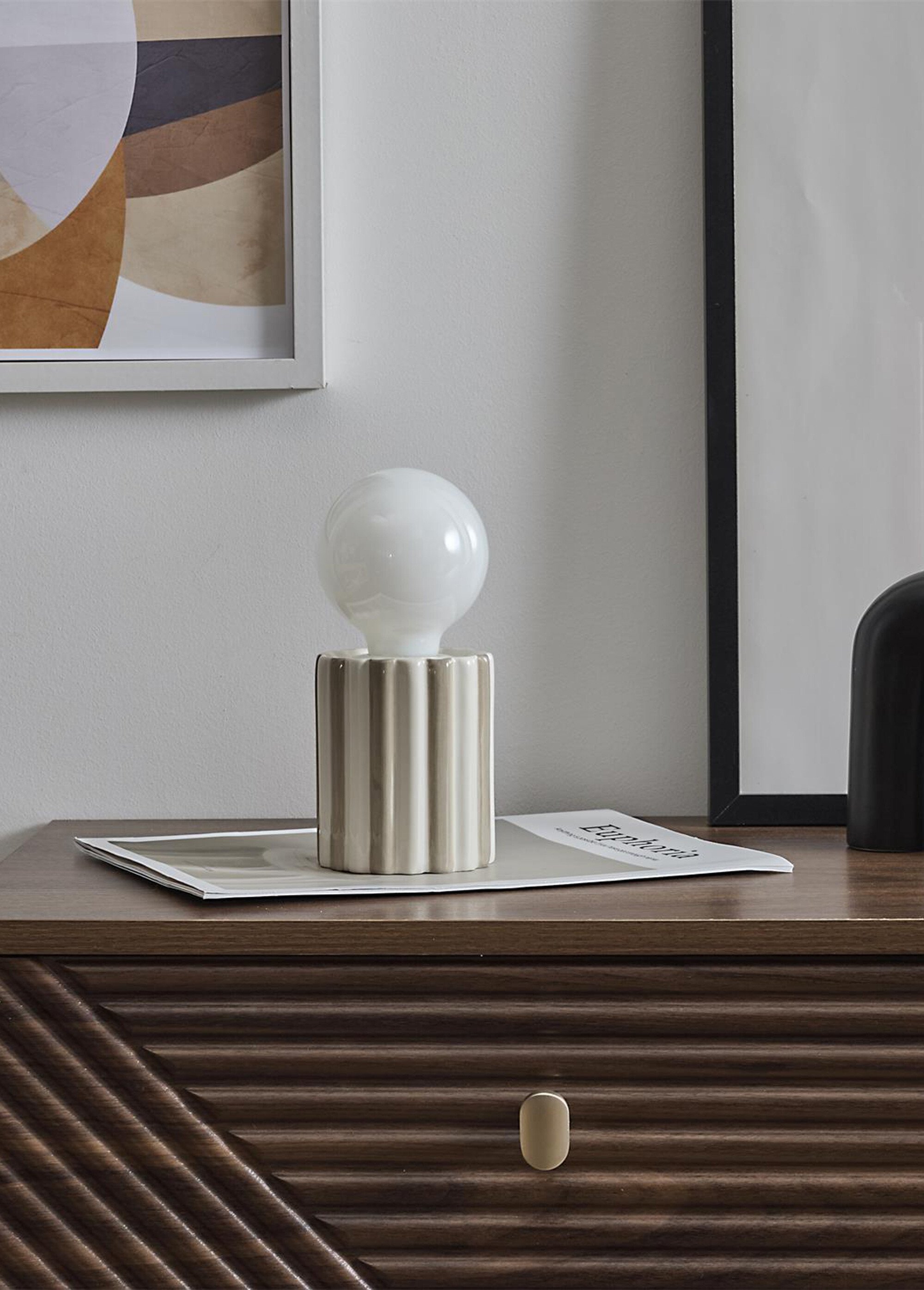 Lampe nomade à piles, pied céramique Marron CMP-LA0121 SI2