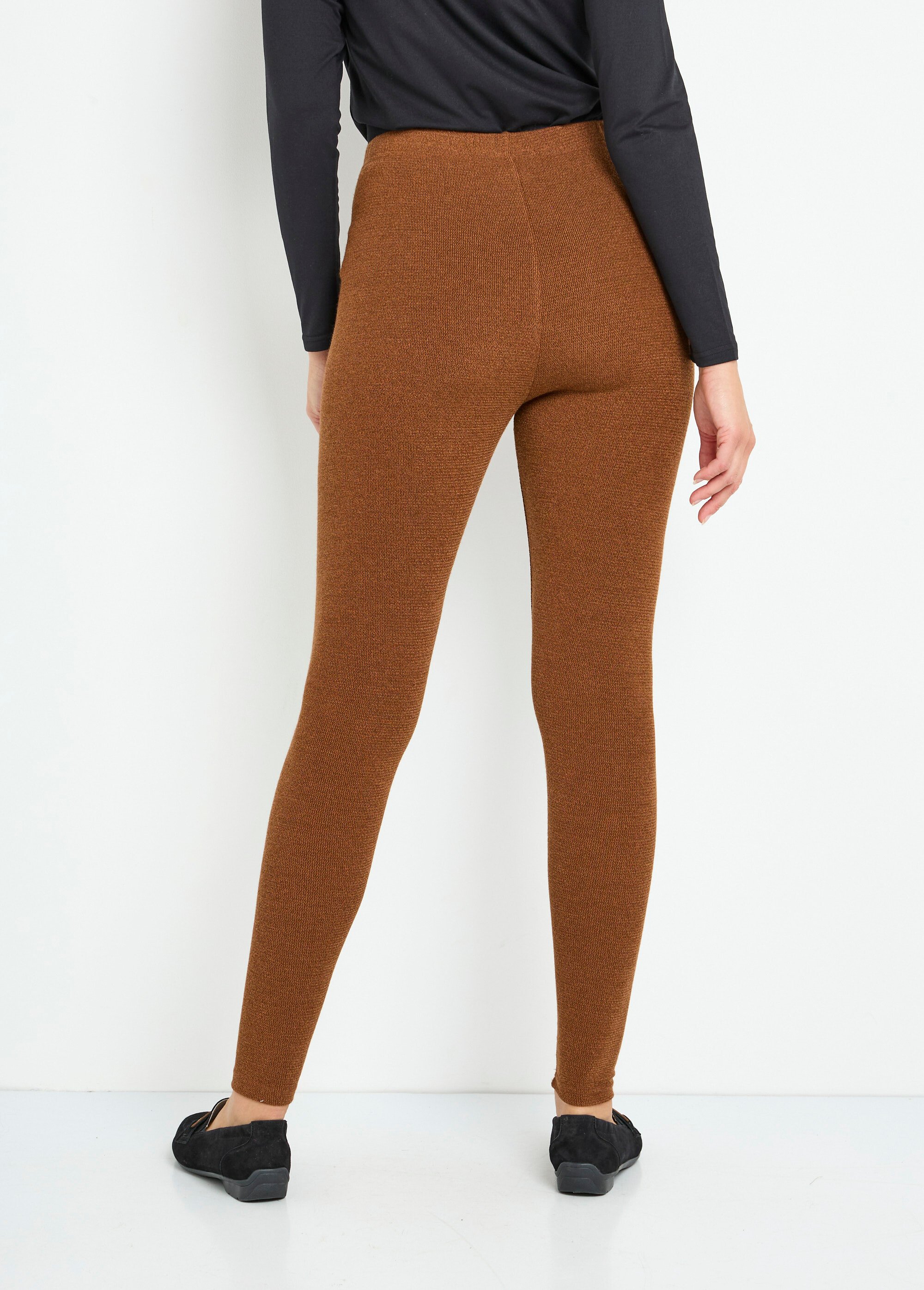 Legging long ceinture élastiqué maille chaude Femme Orange NOHAM DO1