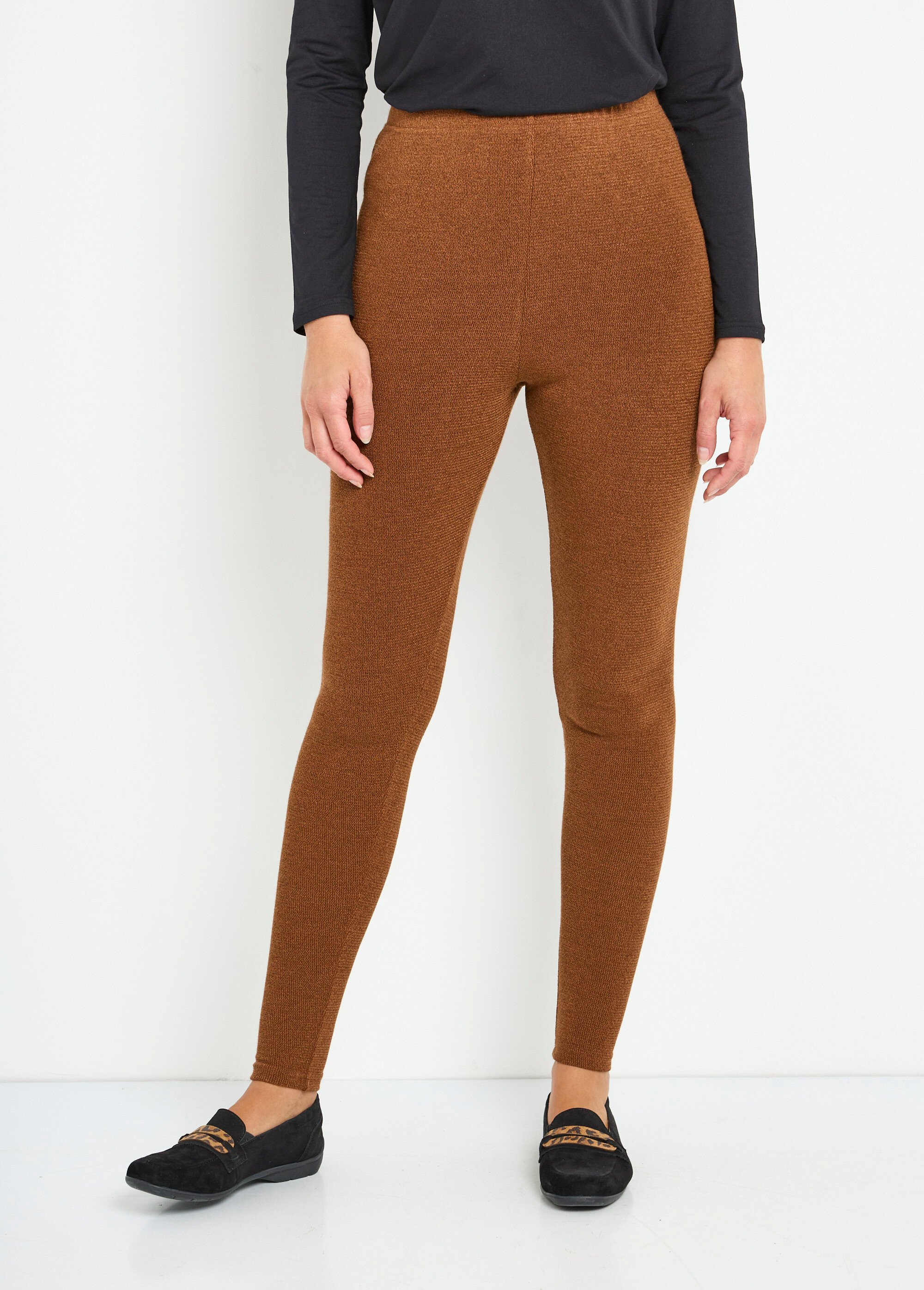 Legging long ceinture élastiqué maille chaude Femme Orange NOHAM FA1
