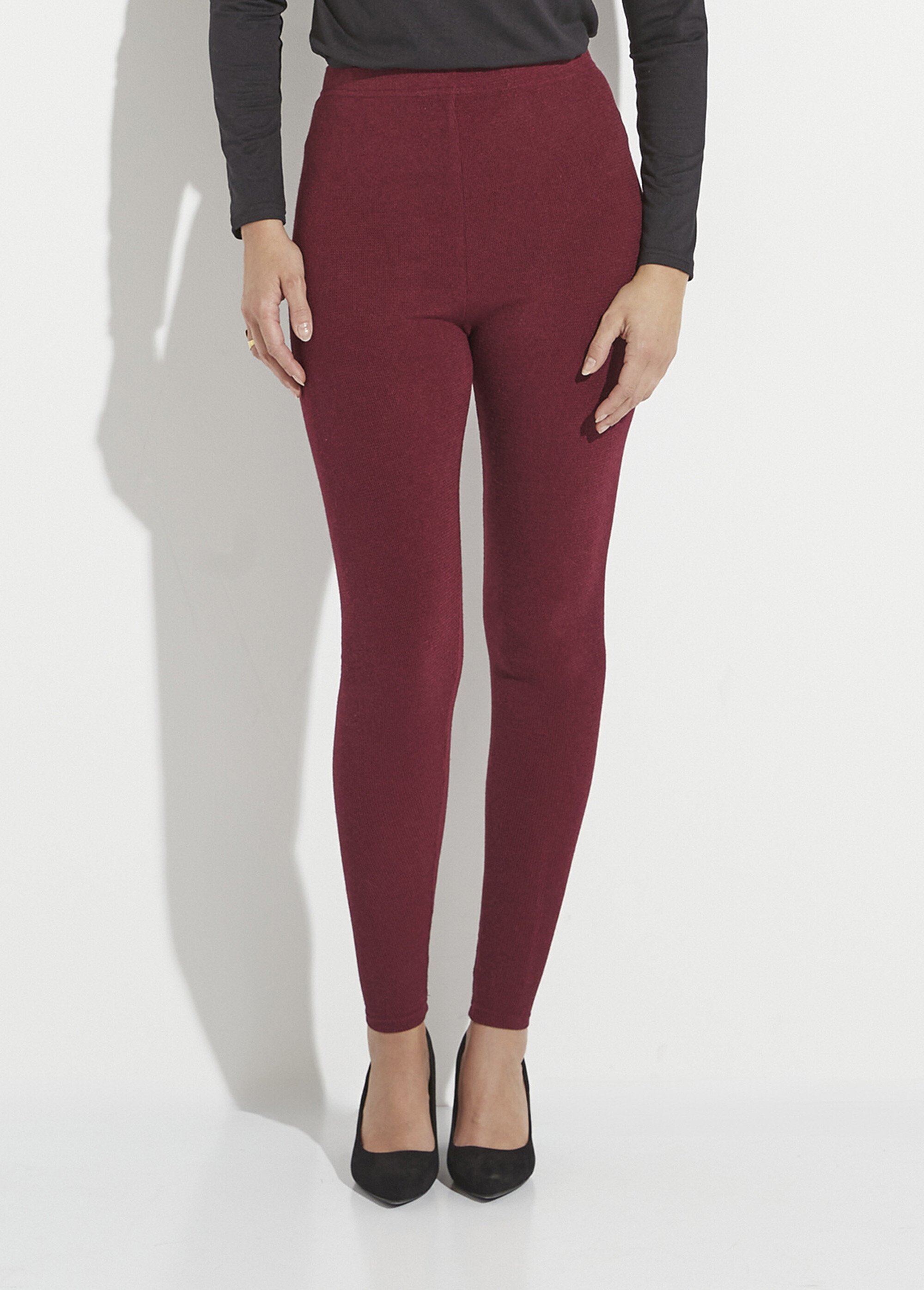 Legging long ceinture élastiqué maille chaude Femme Rouge NOHAM FA1