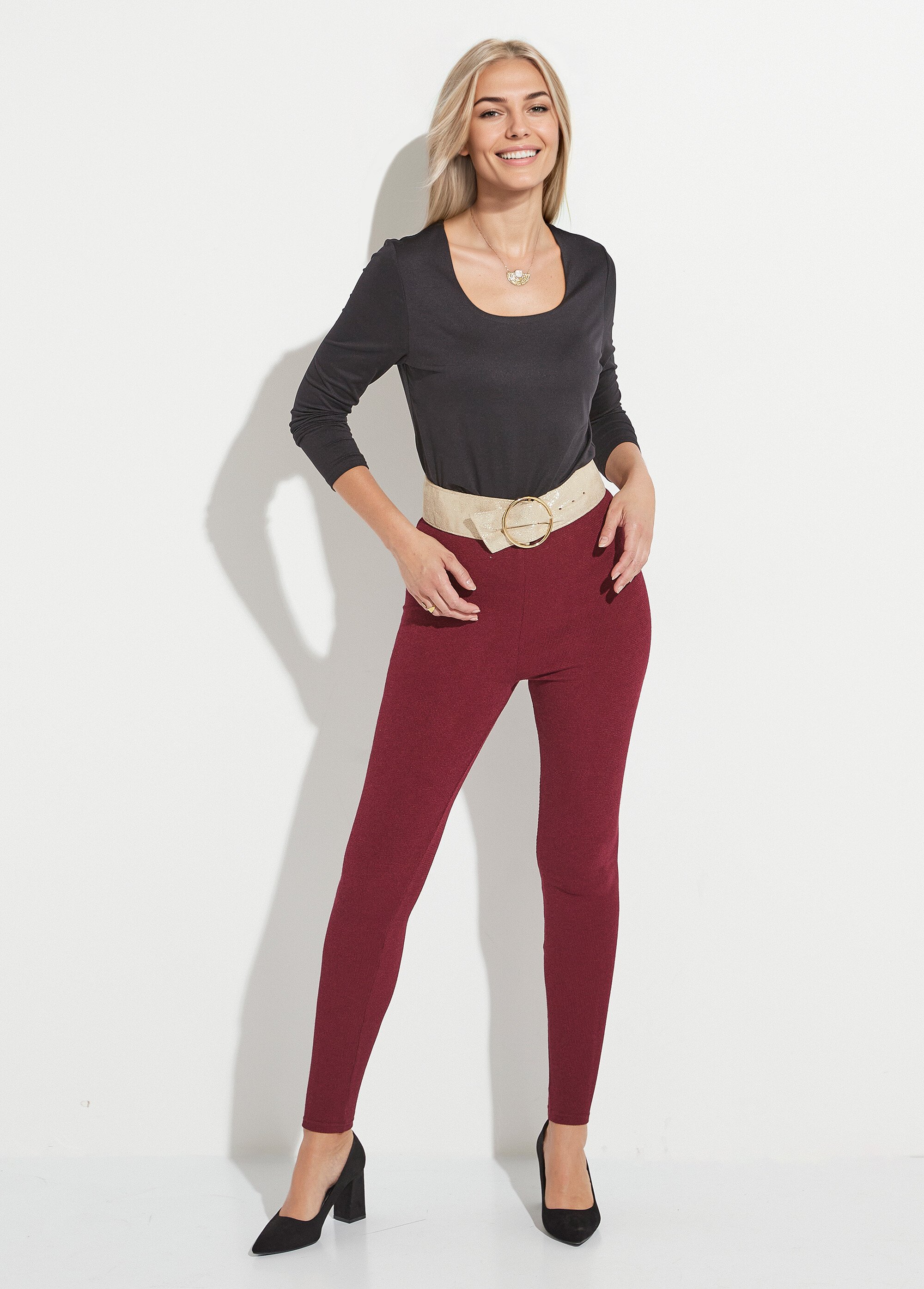Legging long ceinture élastiqué maille chaude