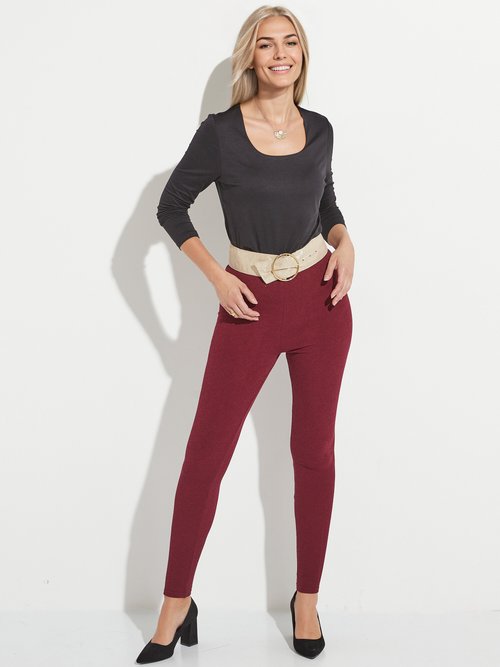 Legging long ceinture élastiqué maille chaude Femme Rouge NOHAM MV1