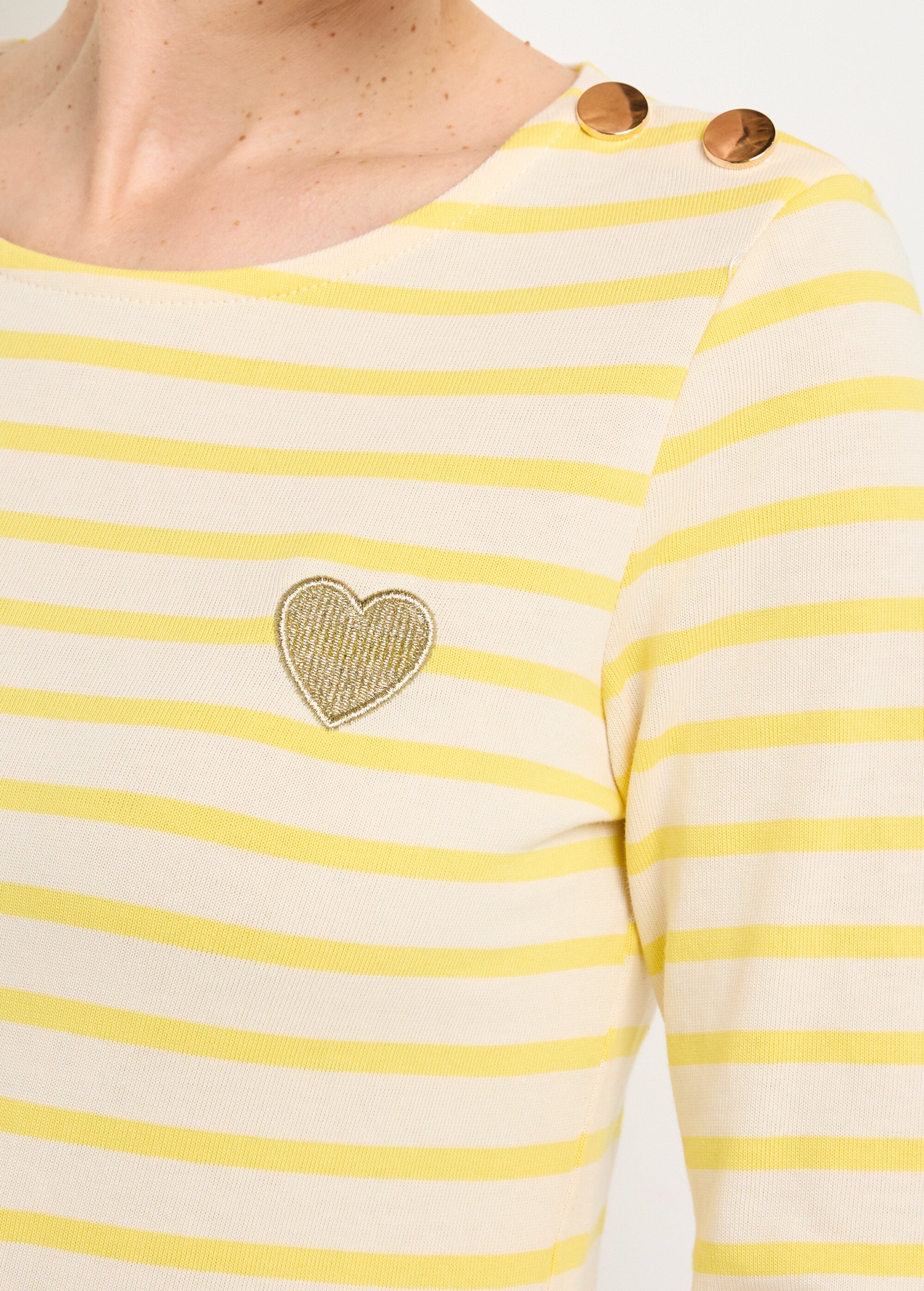 Marinière rayée manches longues, cœur