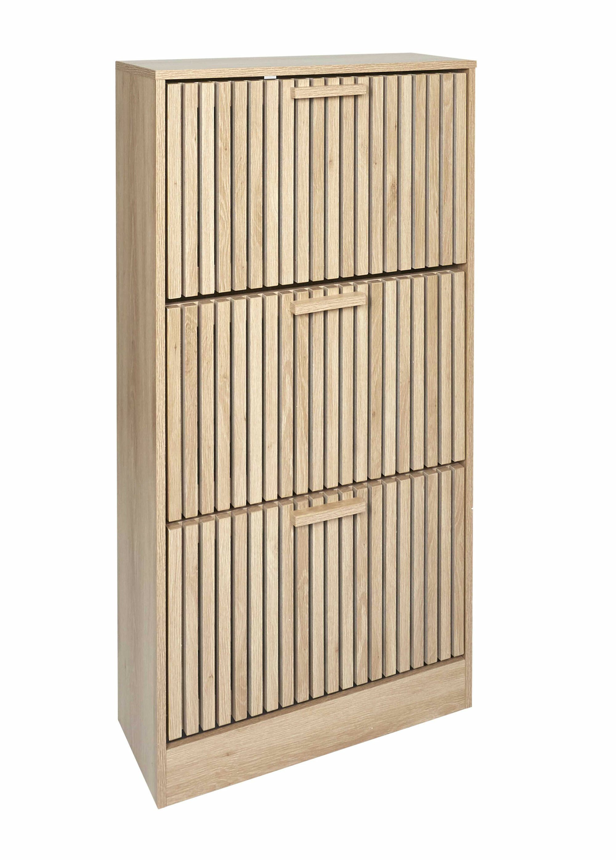 Meuble à chaussures en bois claustra