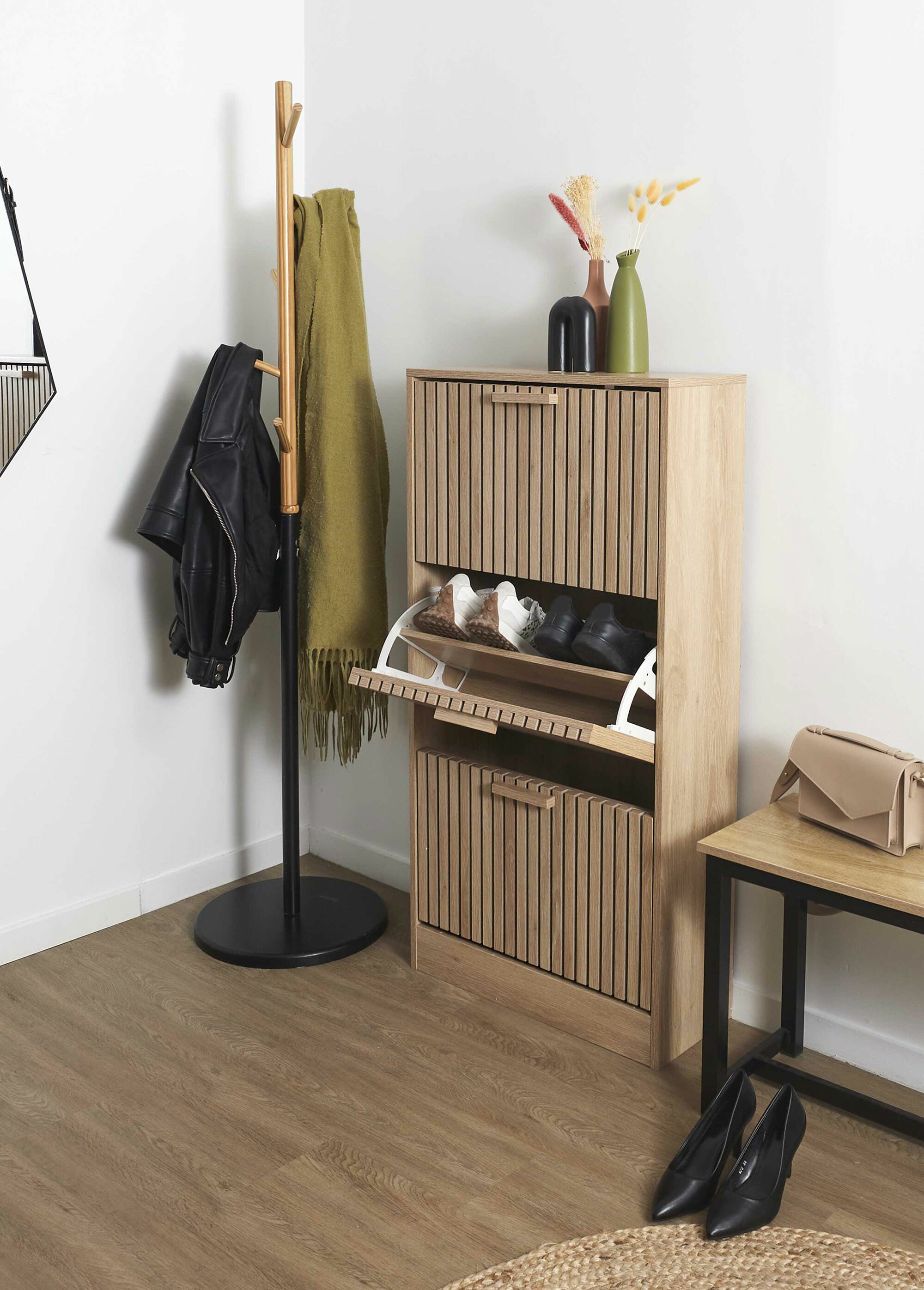 Meuble à chaussures en bois claustra MARRON CMP-HD0206 SI2