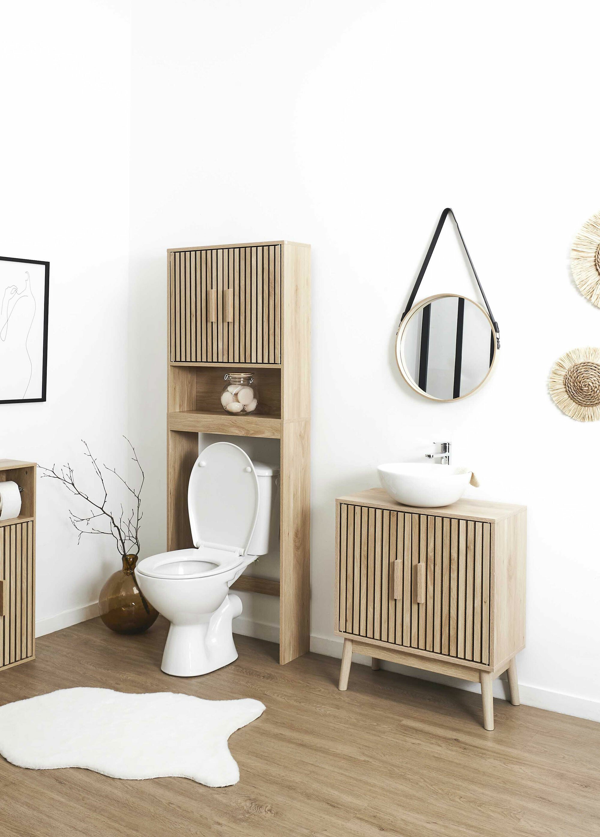 Meuble sous vasque en bois claustra MARRON CMP-HD0222 SI1