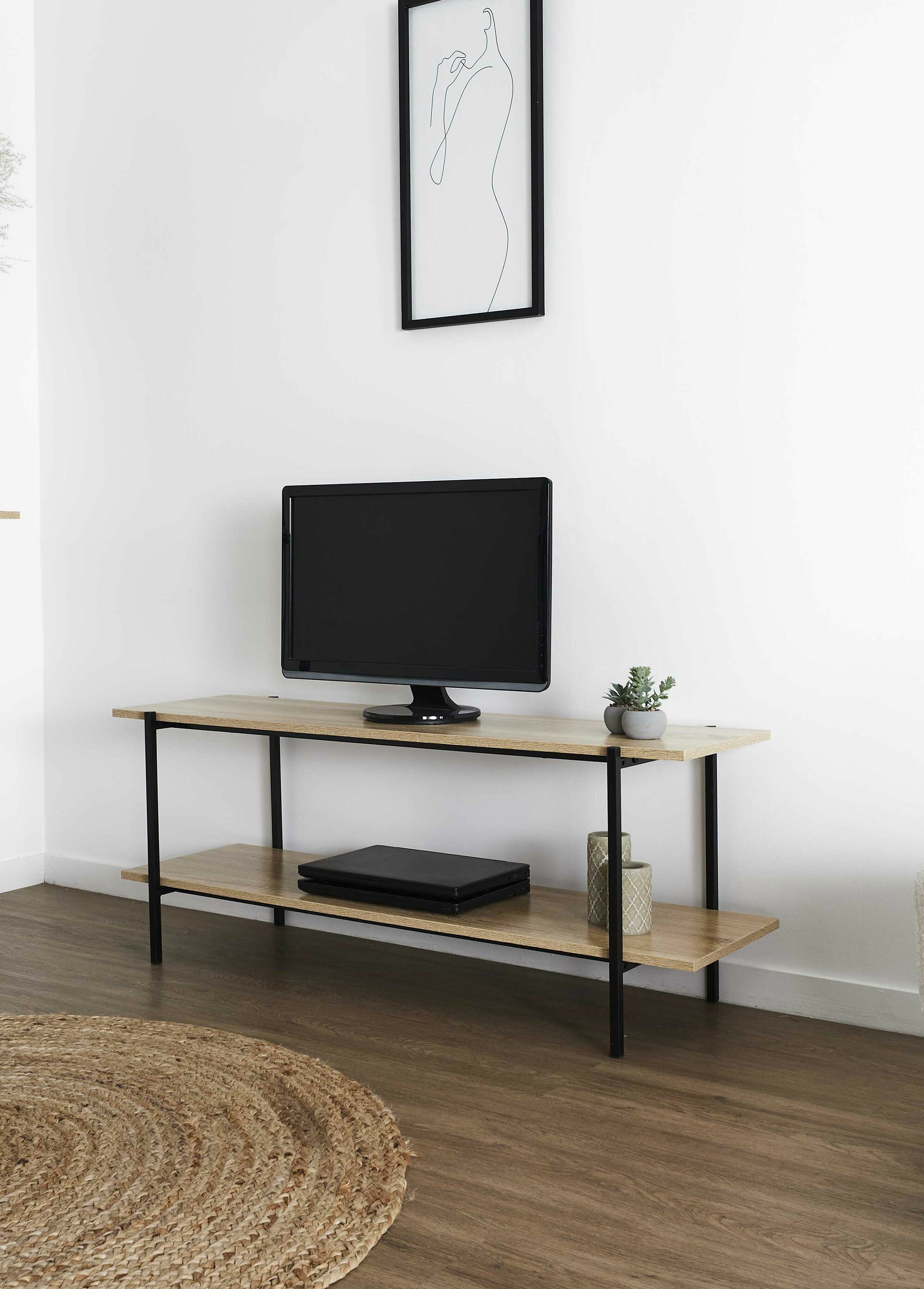 Meuble TV style épuré en métal et bois MARRON CMP-HD0183 SI1