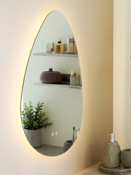 Miroir galet lumineux anti buée KIAMA Blanc HN-4201726 SI1