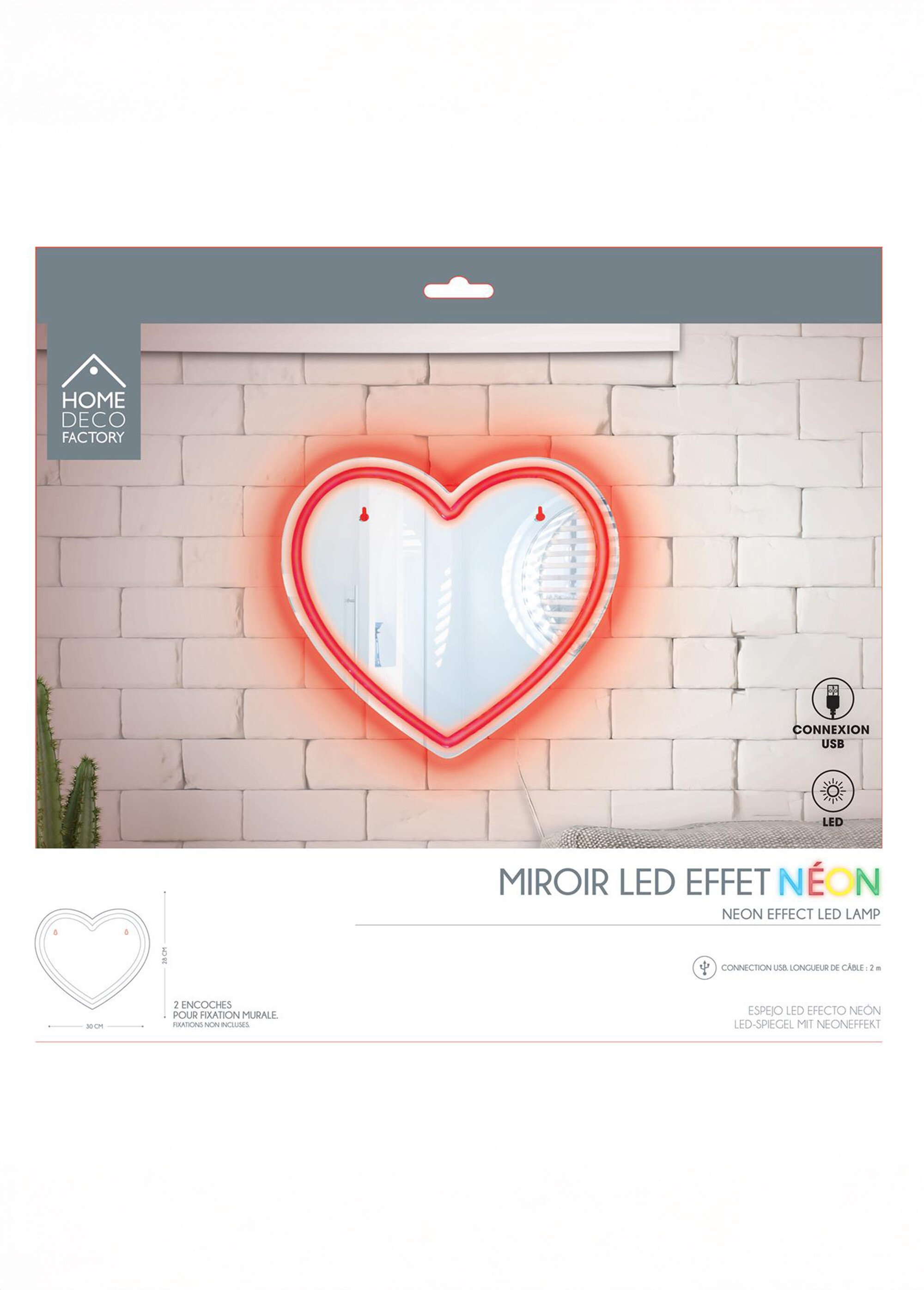 Miroir LED effet néon, forme coeur Rouge CMP-LA0079 DE2