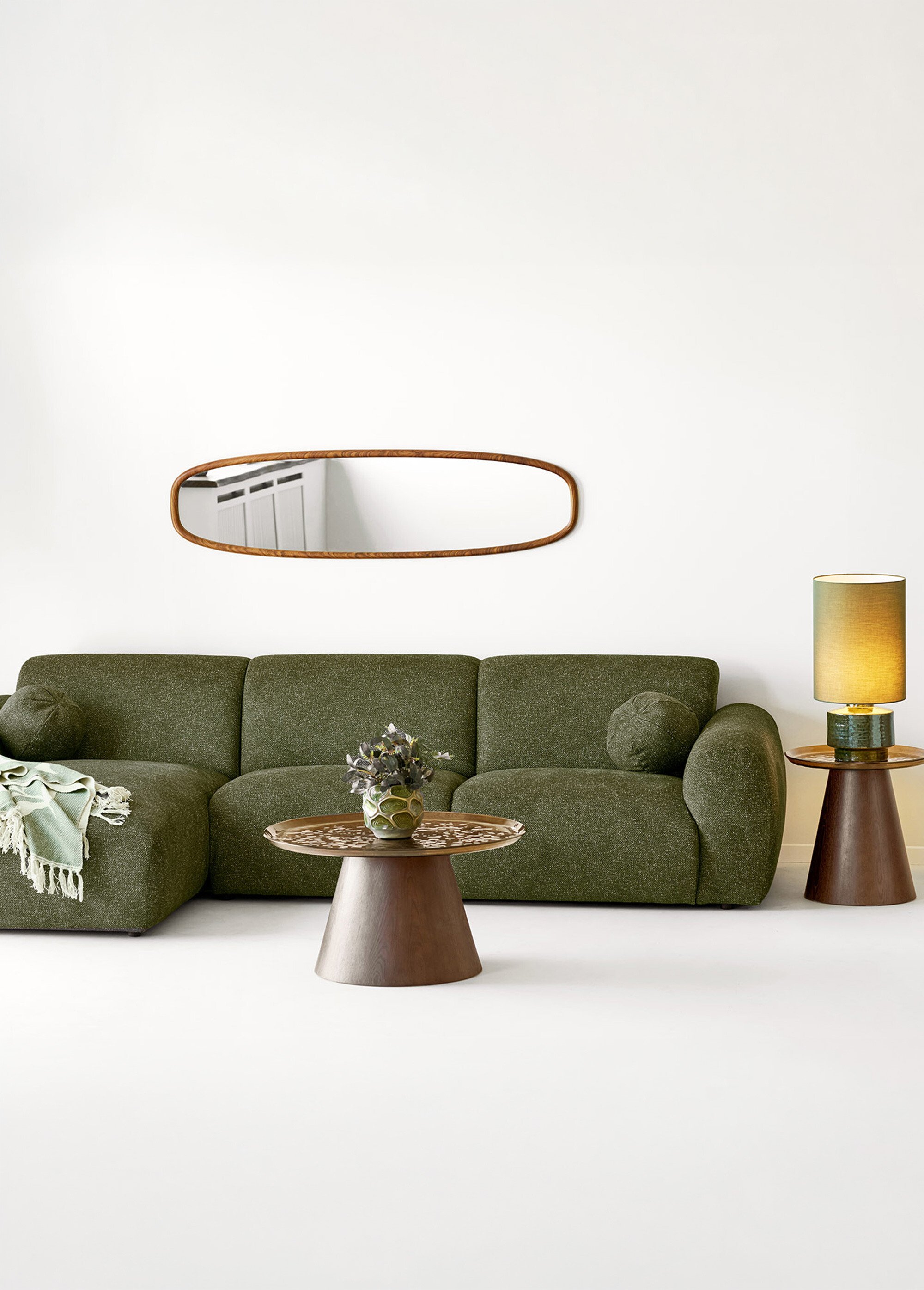 Miroir mural oblong contour bois LUXON Beige HN-4001723 SI2