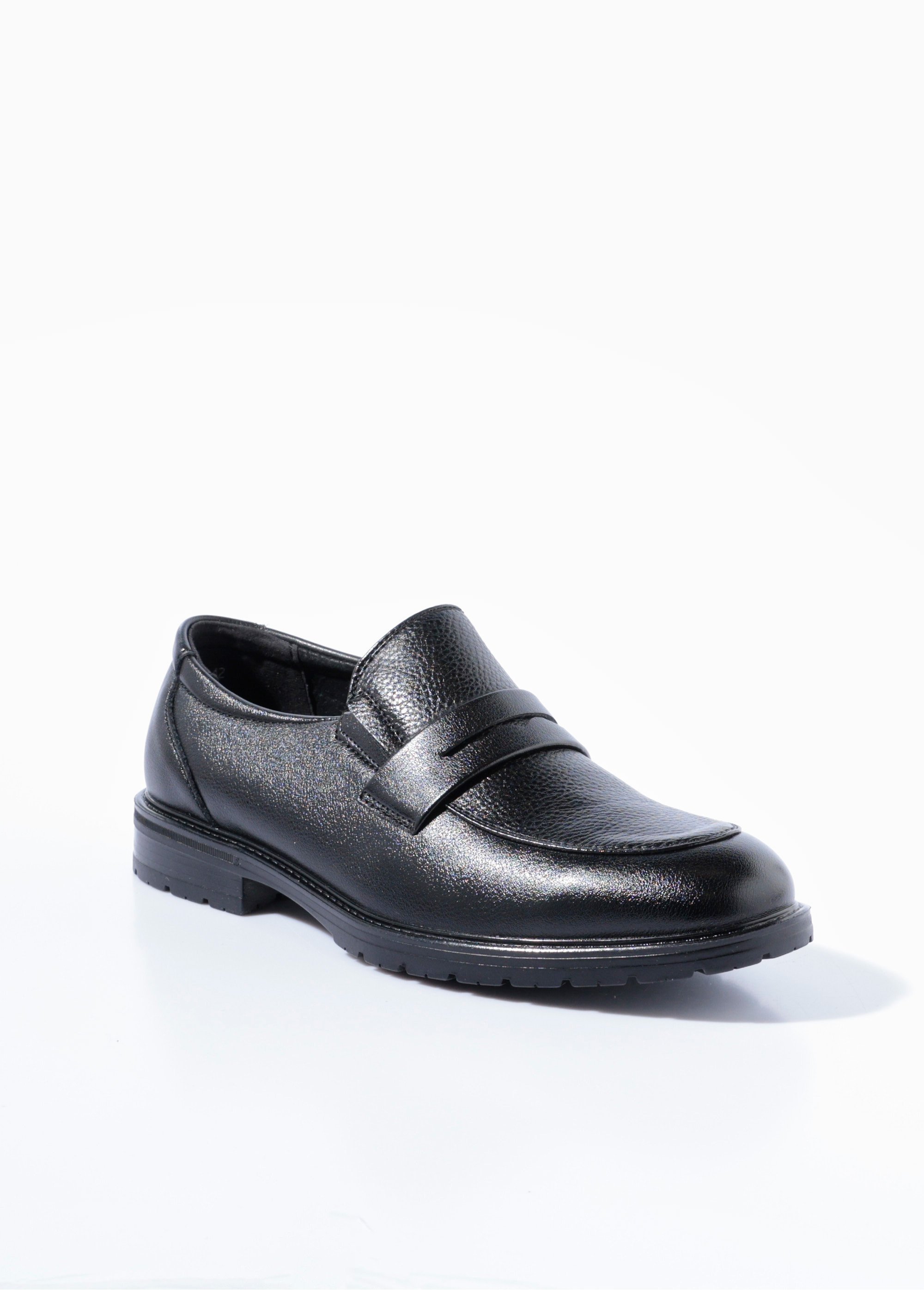Mocassins simili cuir, patte ton sur ton Homme Noir YIM57021 FA1