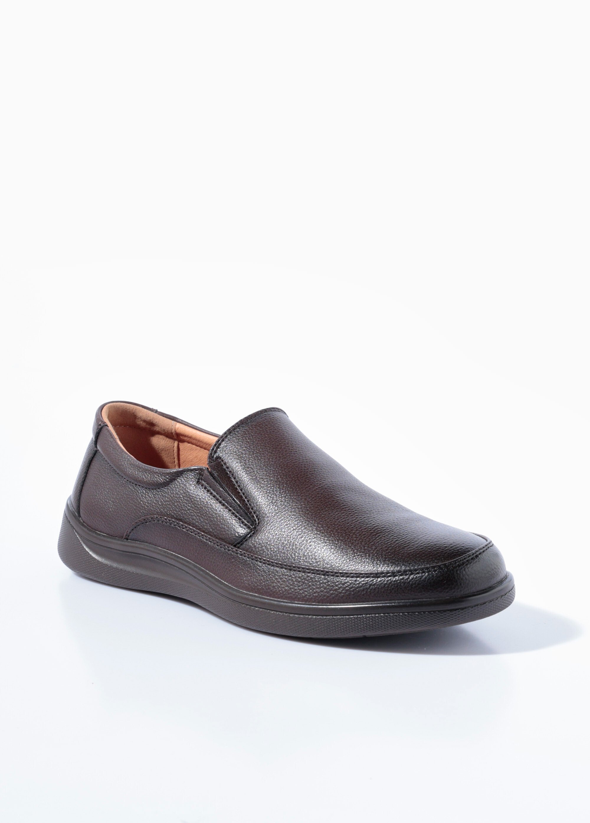 Mocassins style loafers en simili cuir Homme Marron YIM10278 FA1