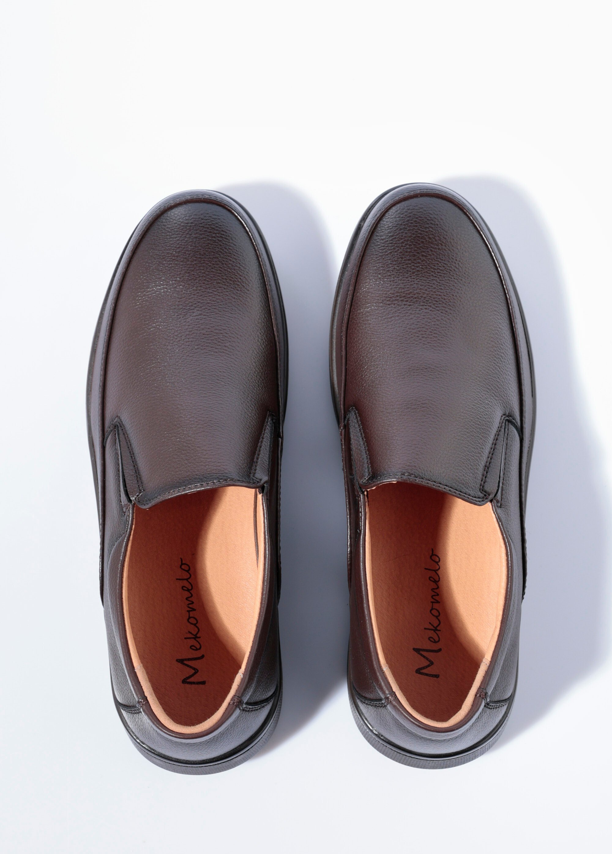 Mocassins style loafers en simili cuir Homme Marron YIM10278 OV1