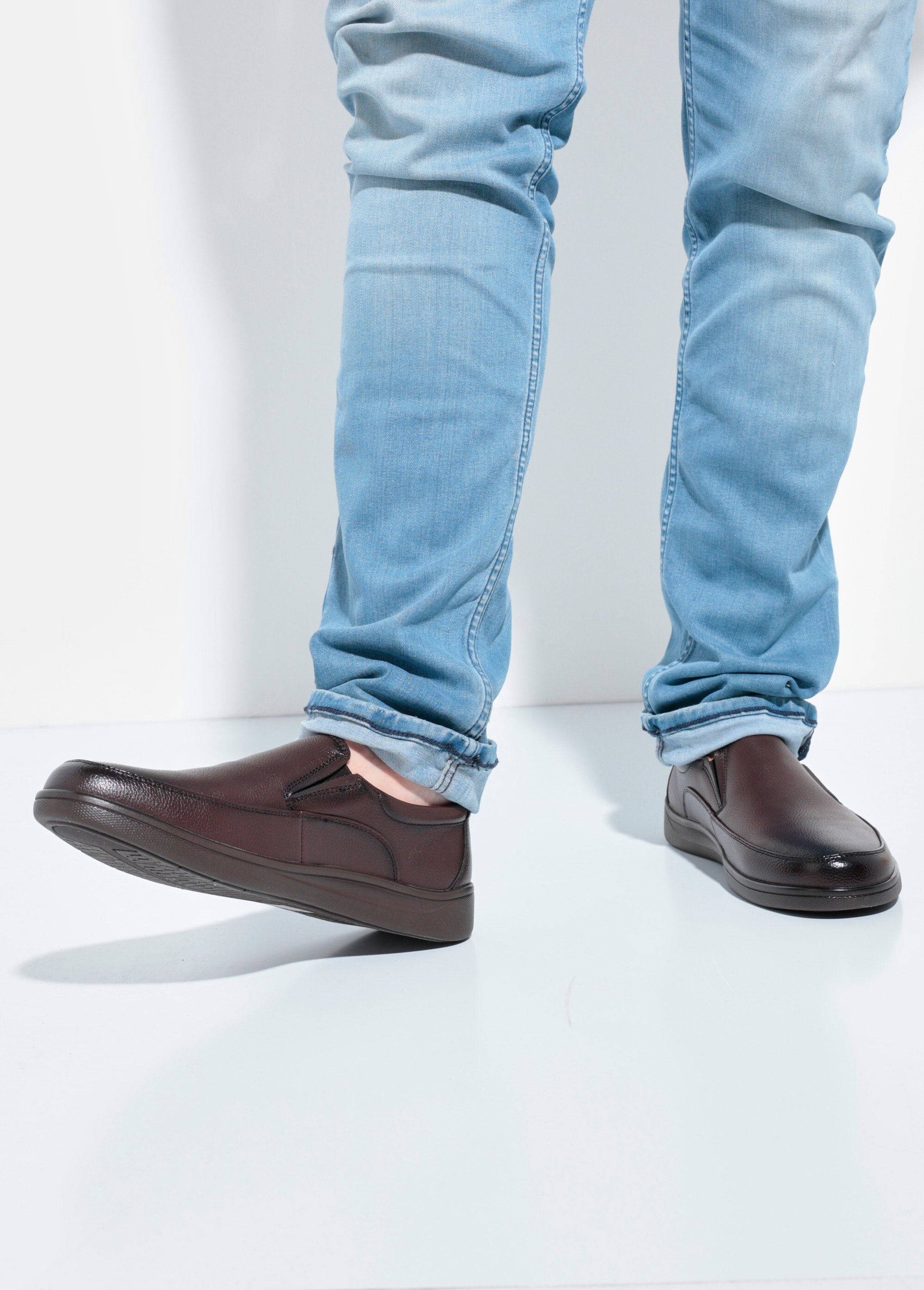 Mocassins style loafers en simili cuir Homme Marron YIM10278 SF1