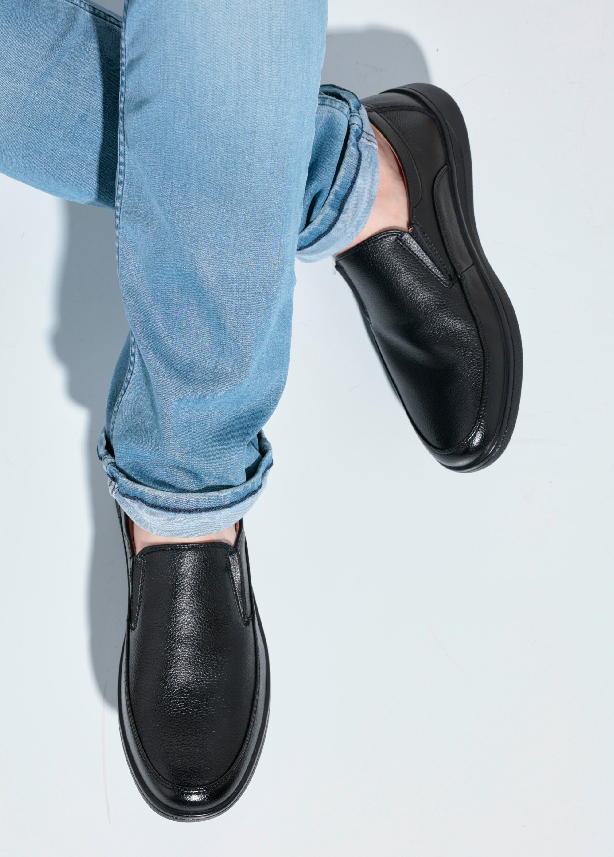 Mocassins style loafers en simili cuir Homme Noir YIM10278 SF1