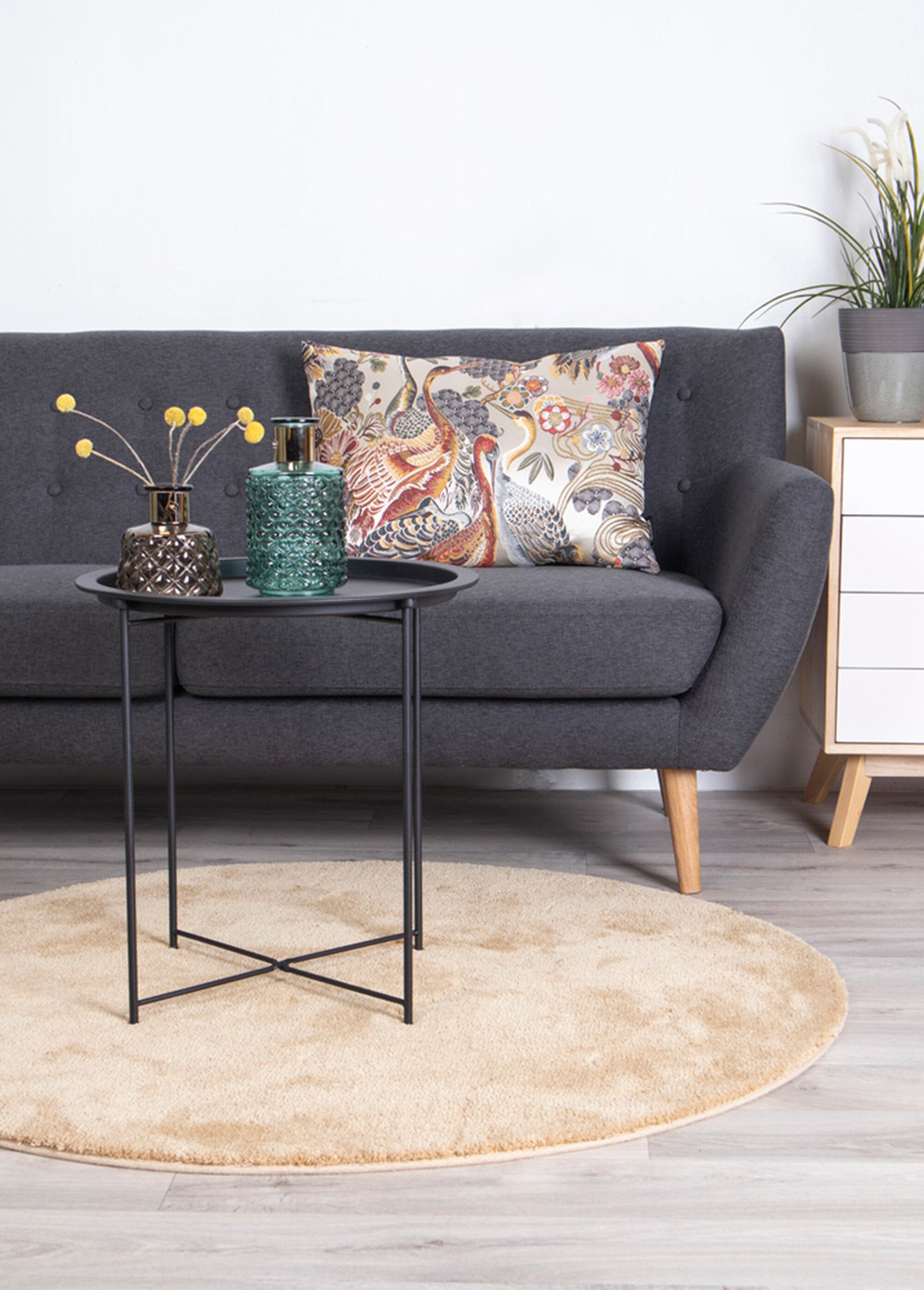 Petite table d’appoint ronde en acier NOIR HN-2101350 SI2