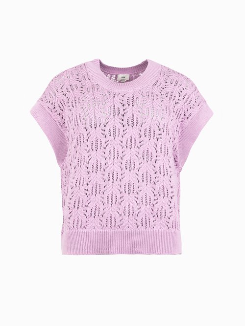 Pull maille ajourée manches courtes Femme Violet ANG-VAHINE AP1