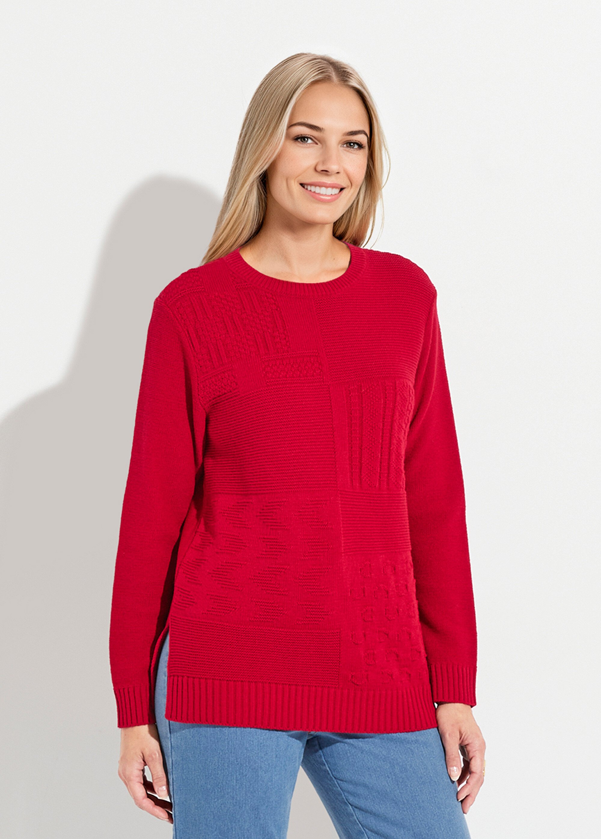Pull-tunique col rond manches longues Femme Rose PATSY FA1