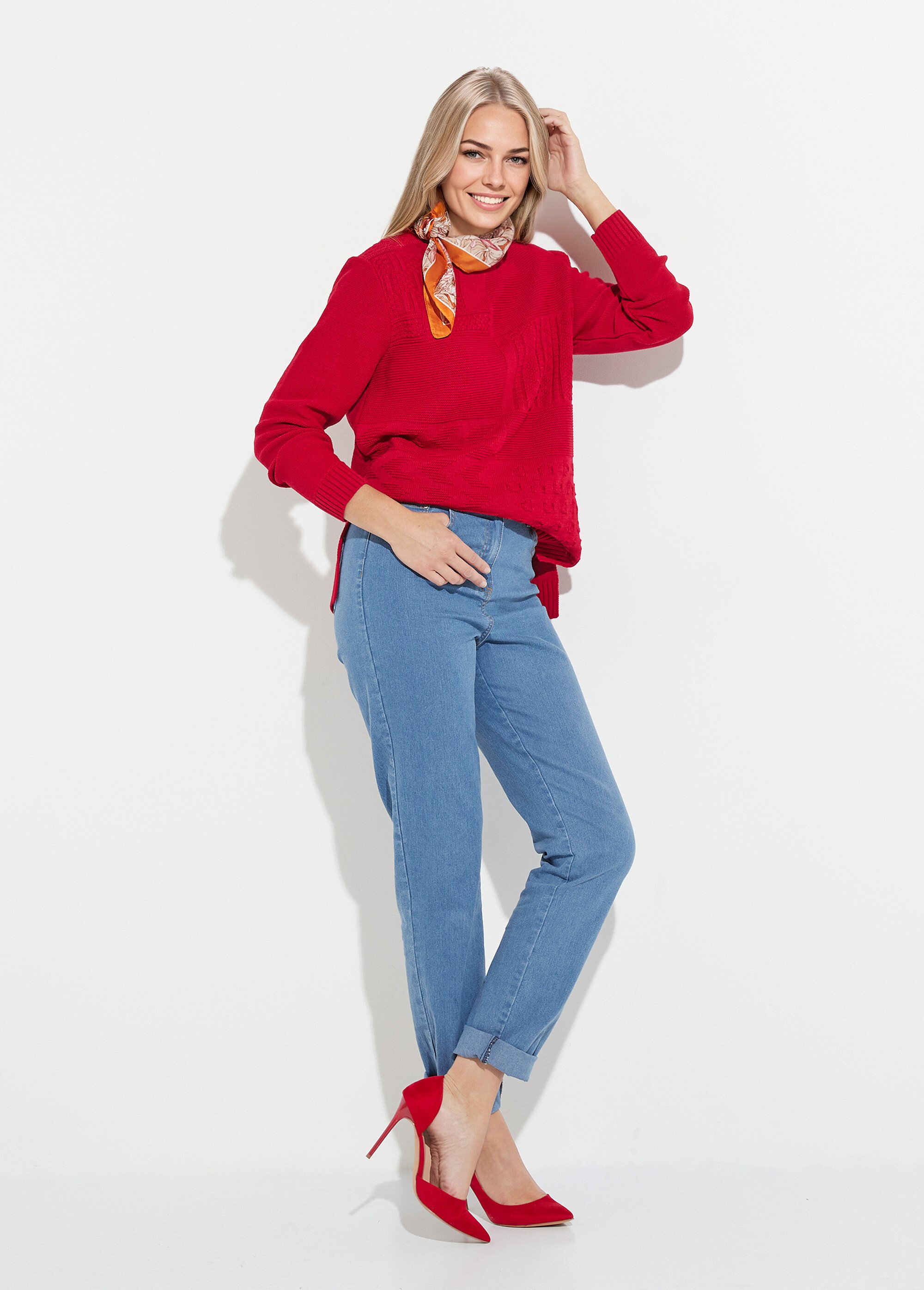 Pull-tunique col rond manches longues Femme Rose PATSY MV1