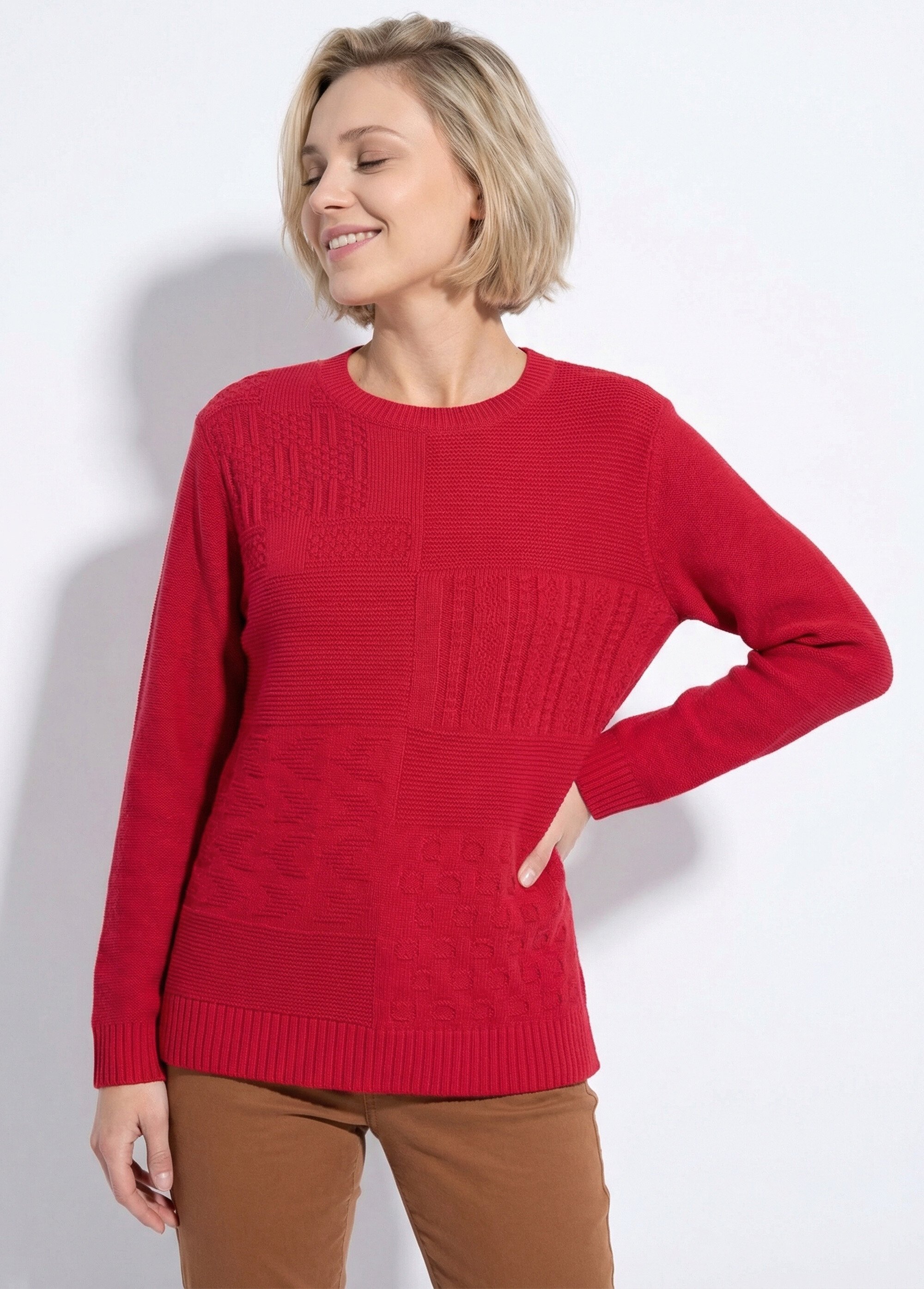 Pull-tunique col rond manches longues