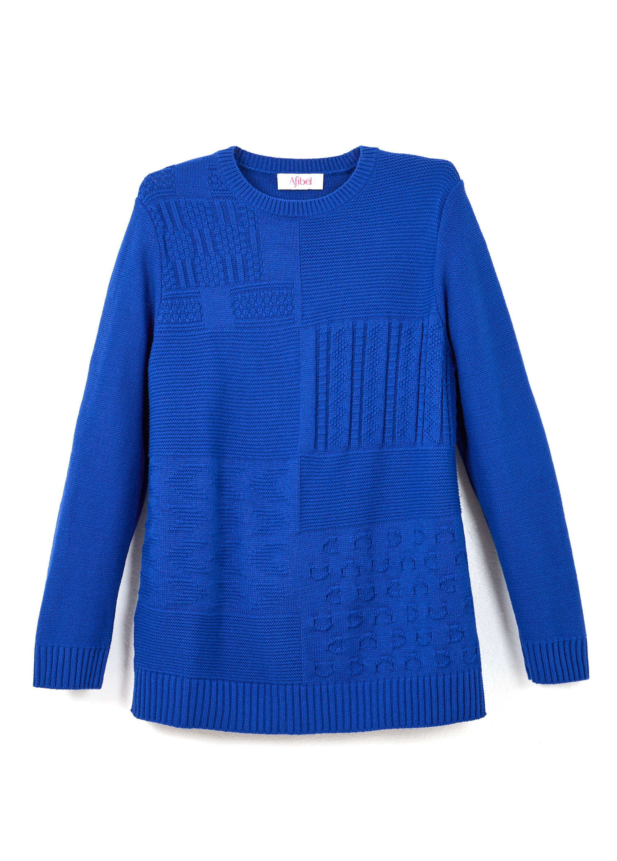 Pull-tunique col rond manches longues Femme Bleu PATSY AP1