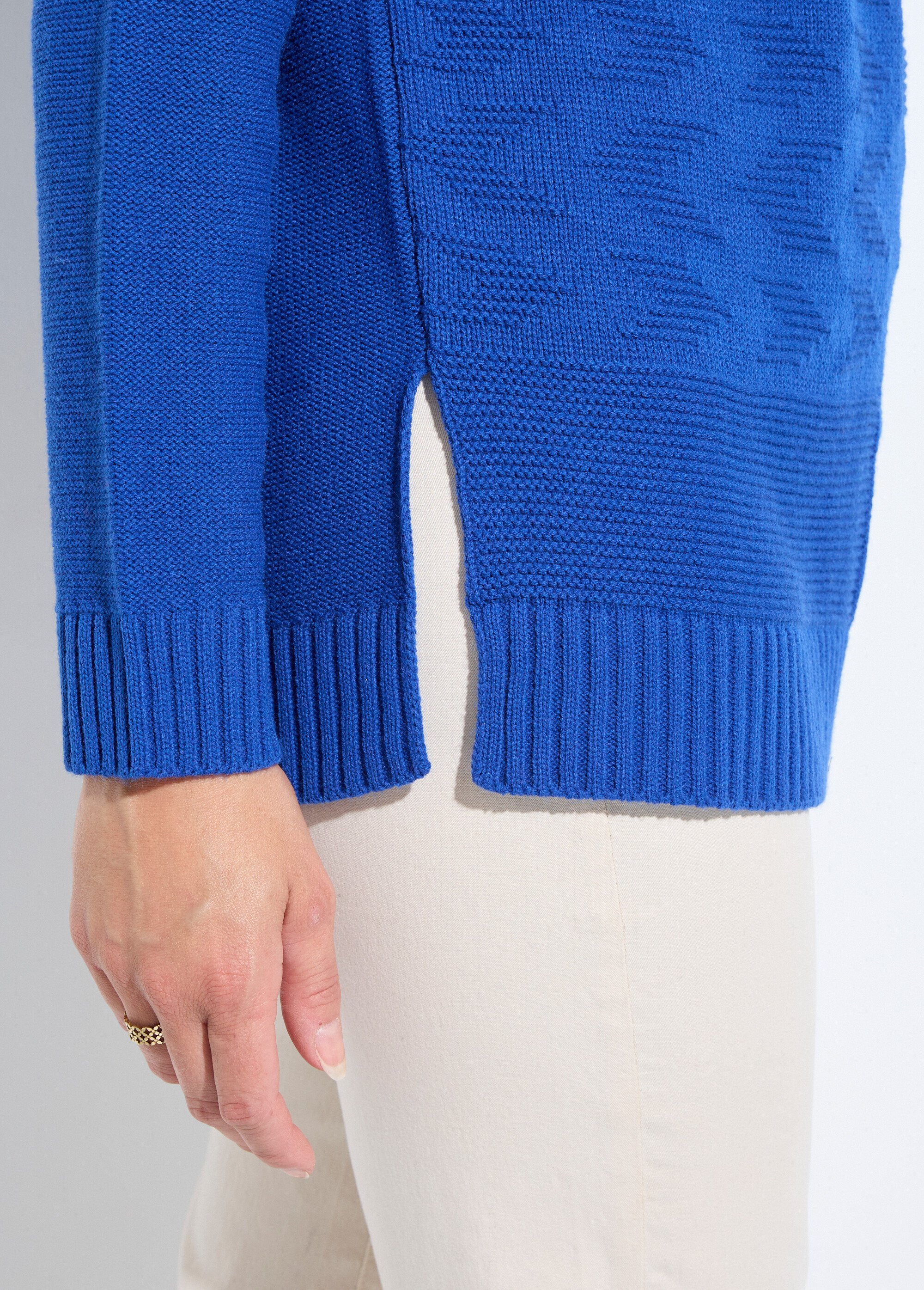 Pull-tunique col rond manches longues Femme Bleu PATSY DE1