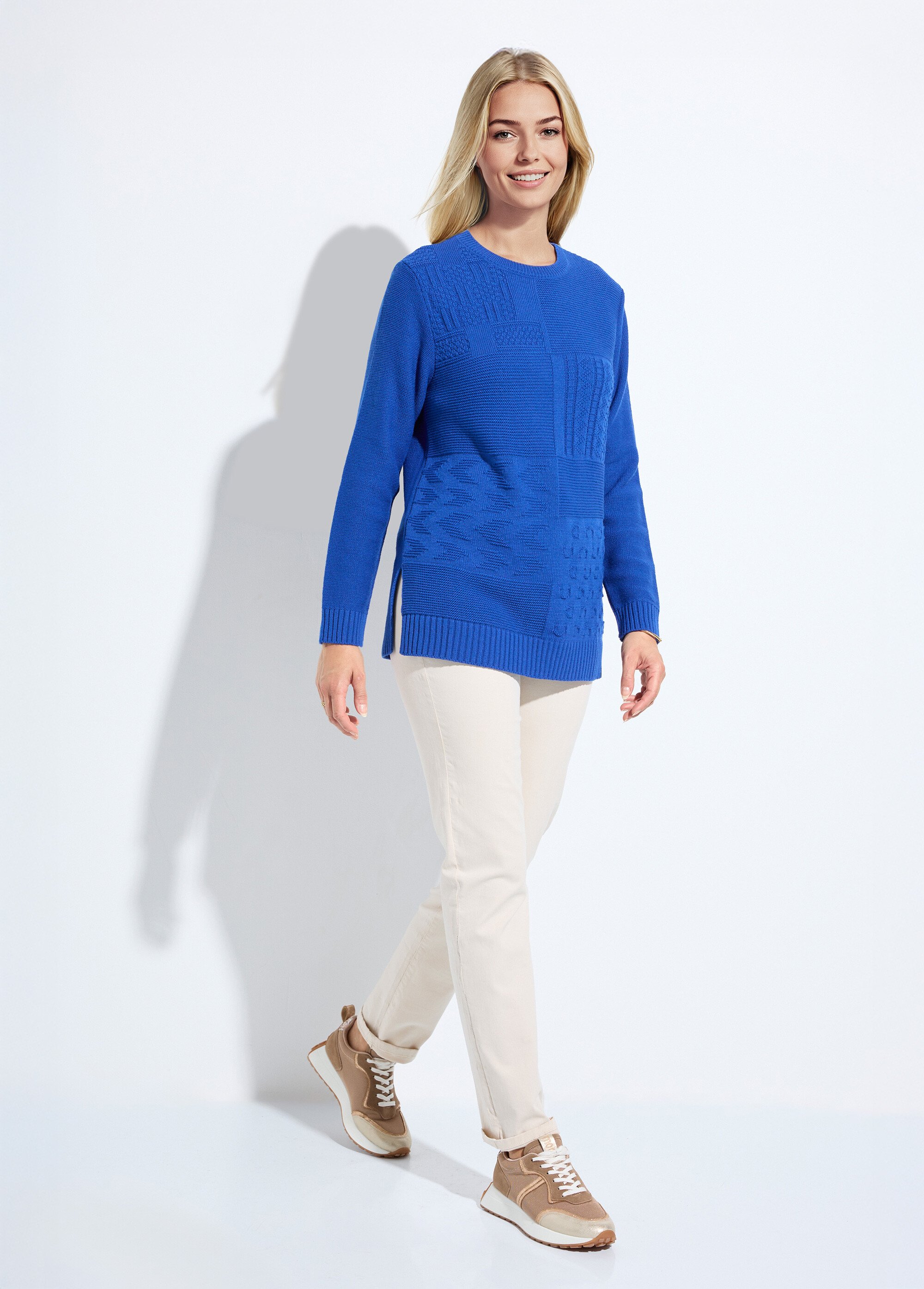 Pull-tunique col rond manches longues Femme Bleu PATSY SF1